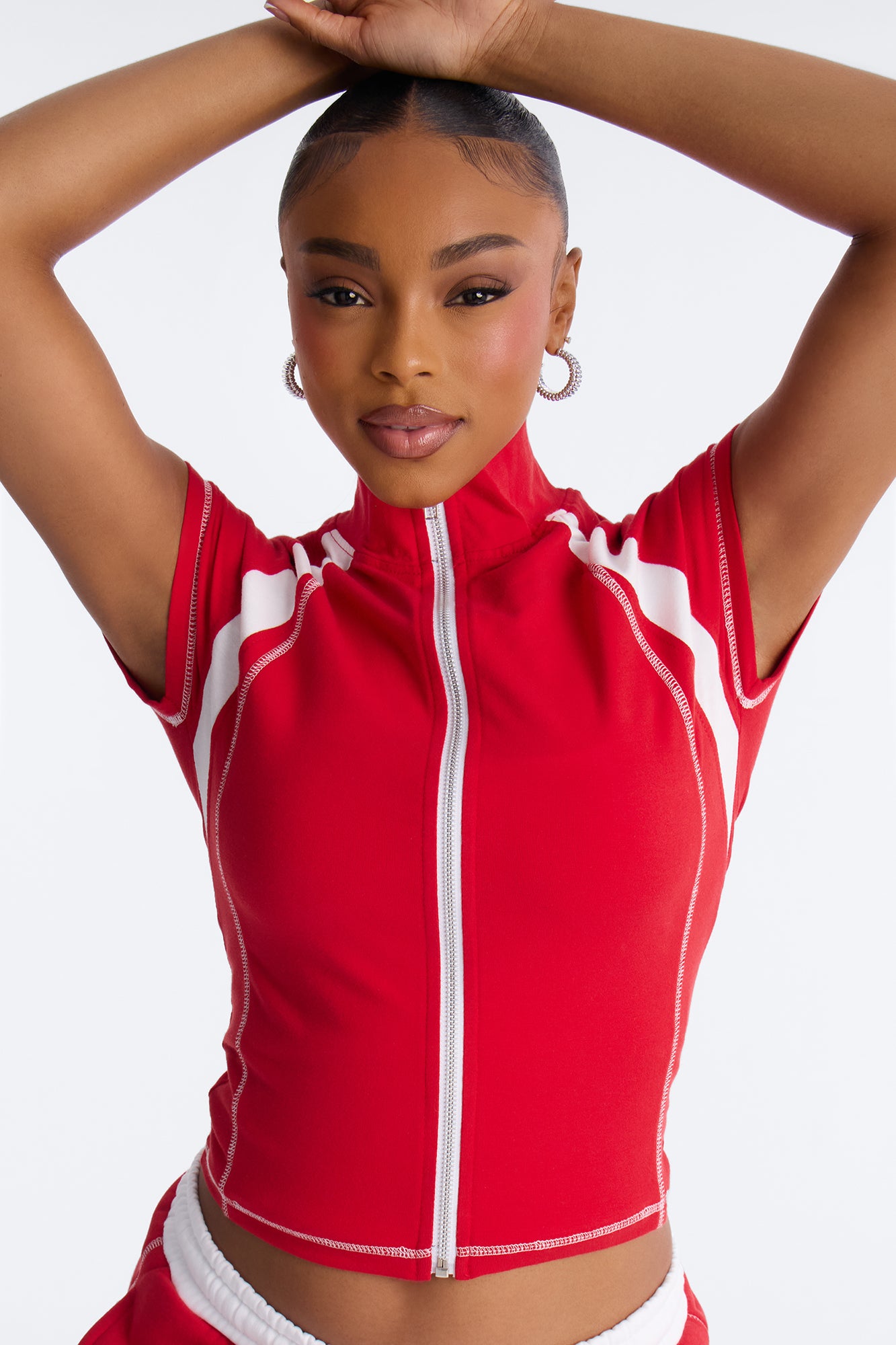 Running The Game Zip Front Short Set - Red