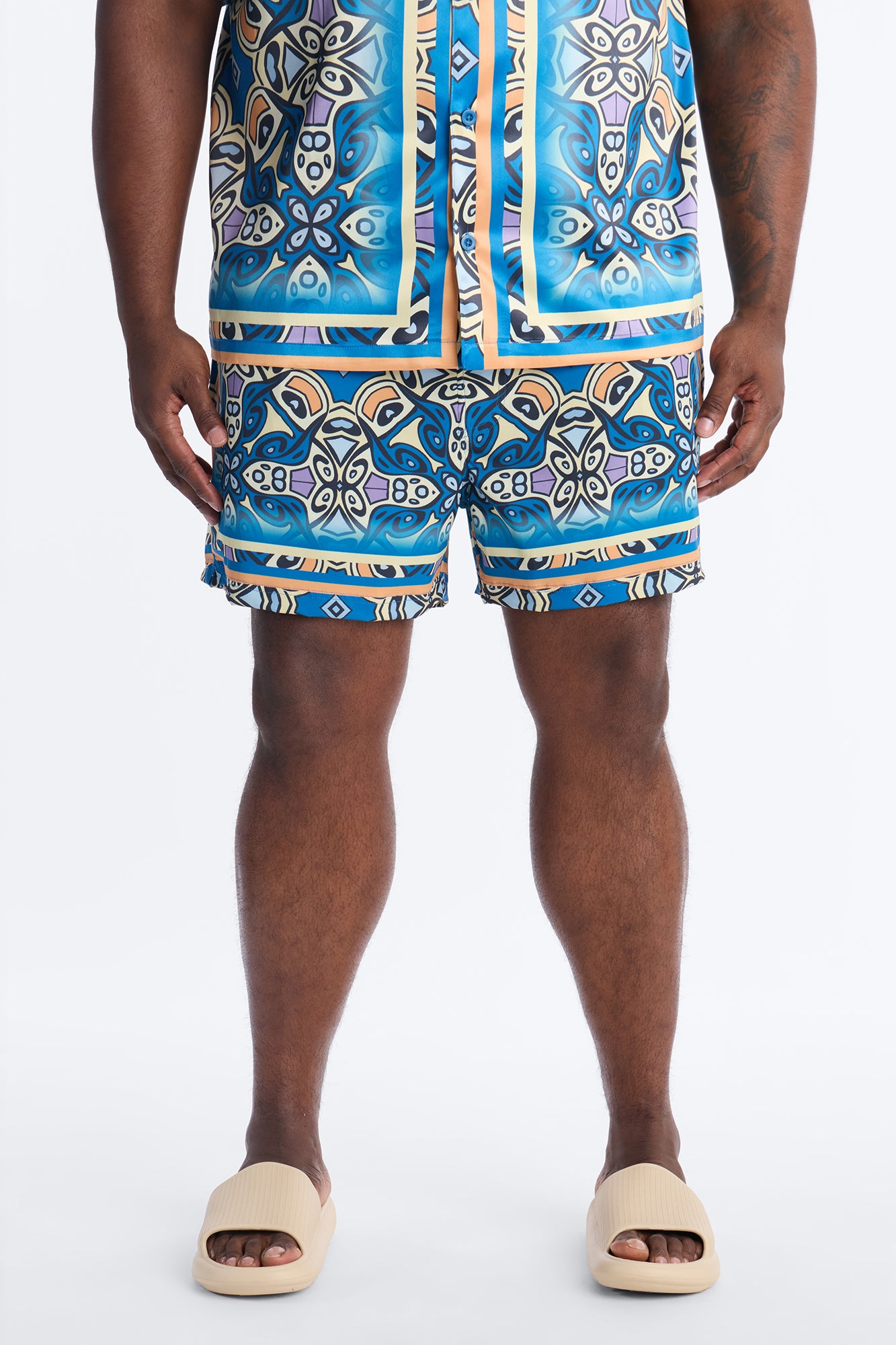 Mosaic Resort Printed Swim Trunk 4″ - Multi Color