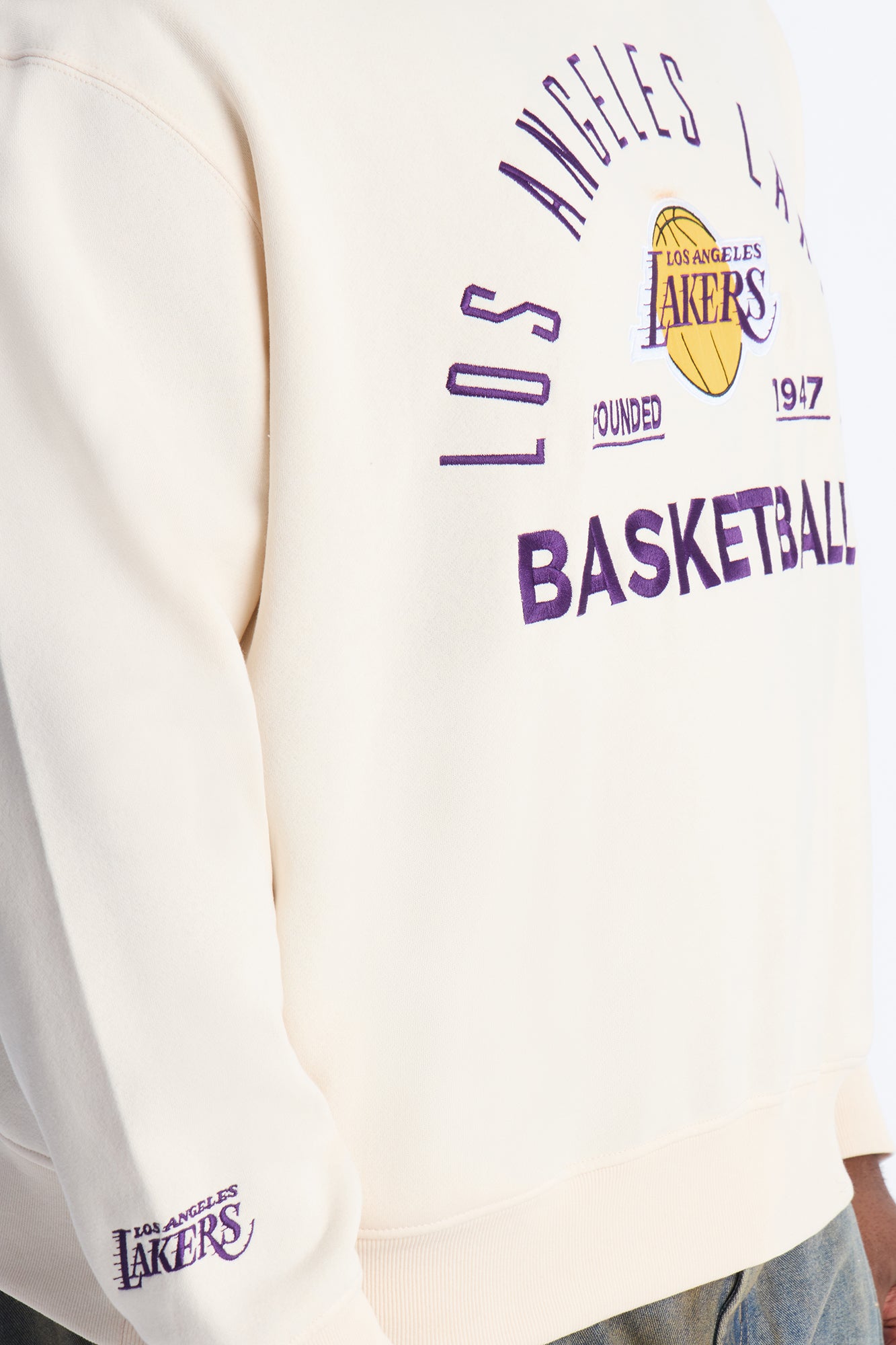 Lakers Embroidered Oversized Hoodie - Cream