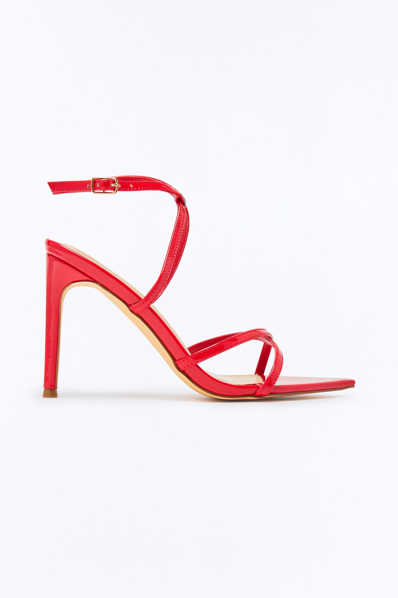 Tani Ankle Strap Patent Heels - Red