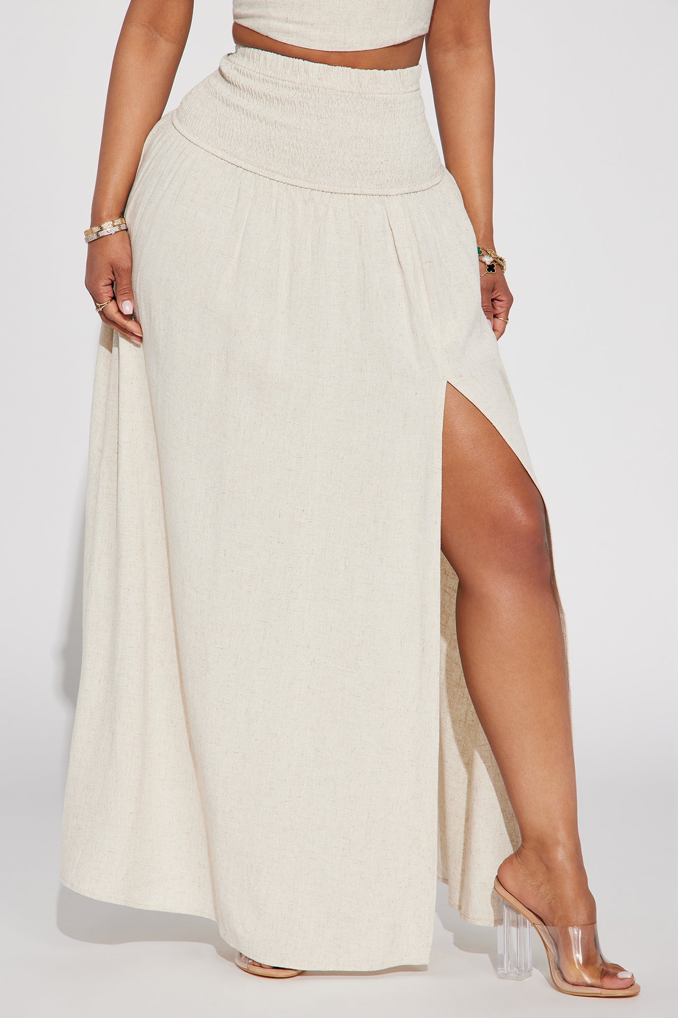 Layla Linen Maxi Skirt - Tan
