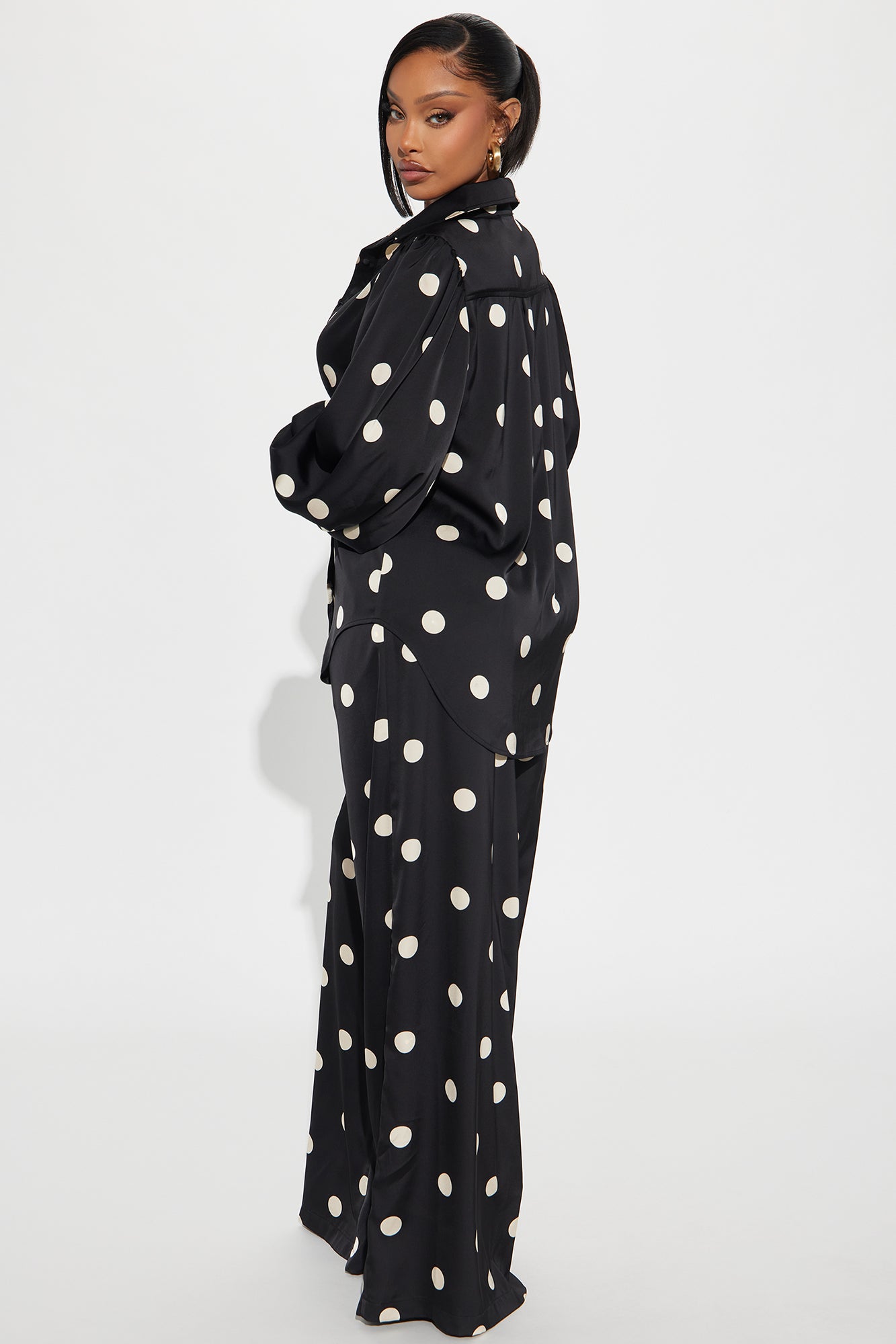 Chloe Satin Pant Set - Black/White