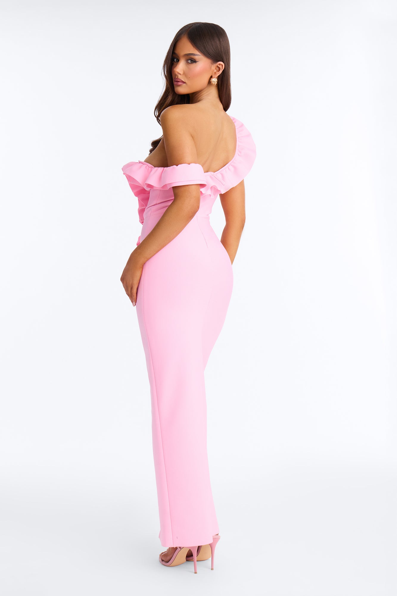 Simone Ruffle Bandage Maxi Dress - Pink