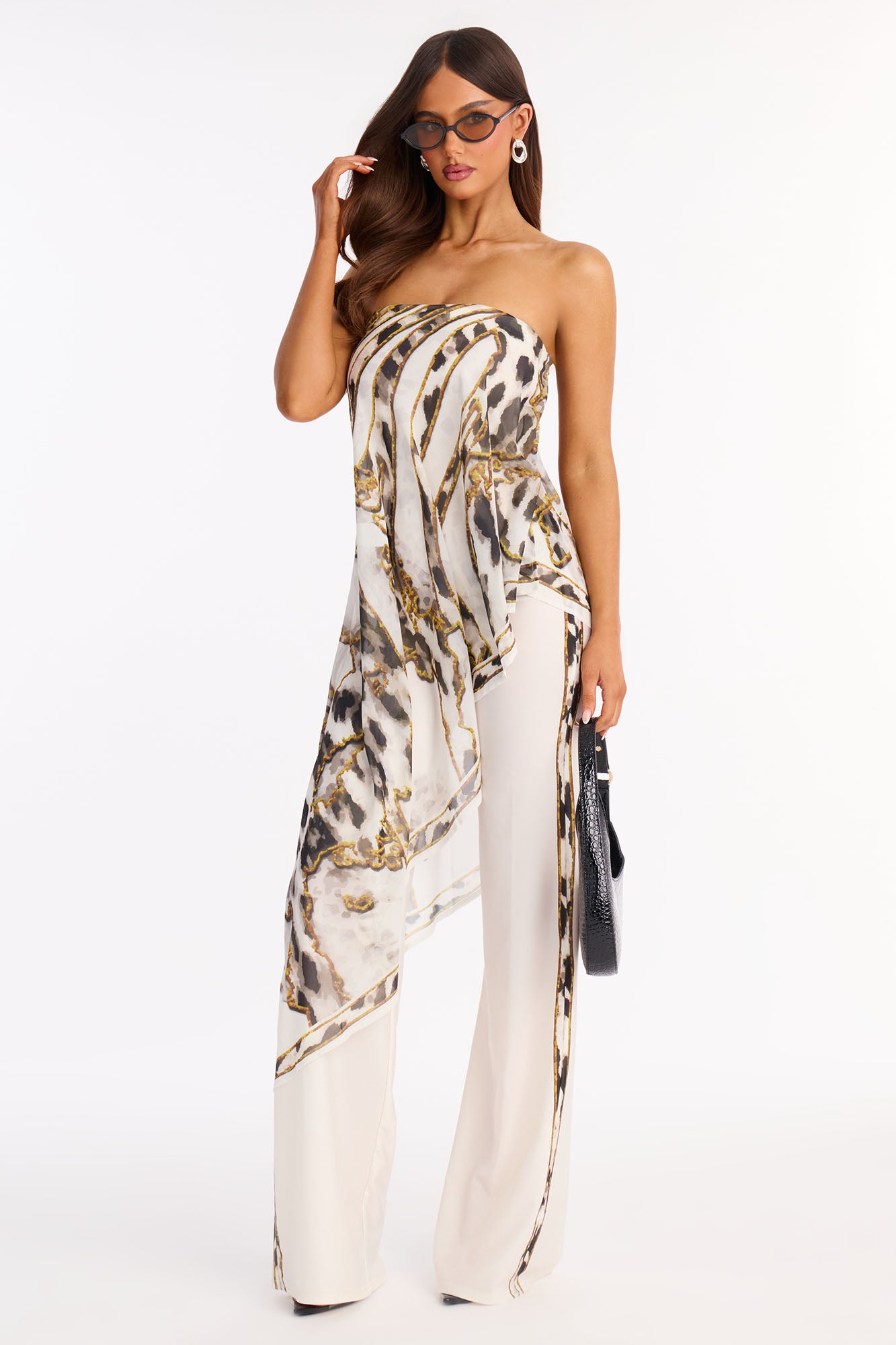 Kyra Draped Leopard Jumpsuit - Cream