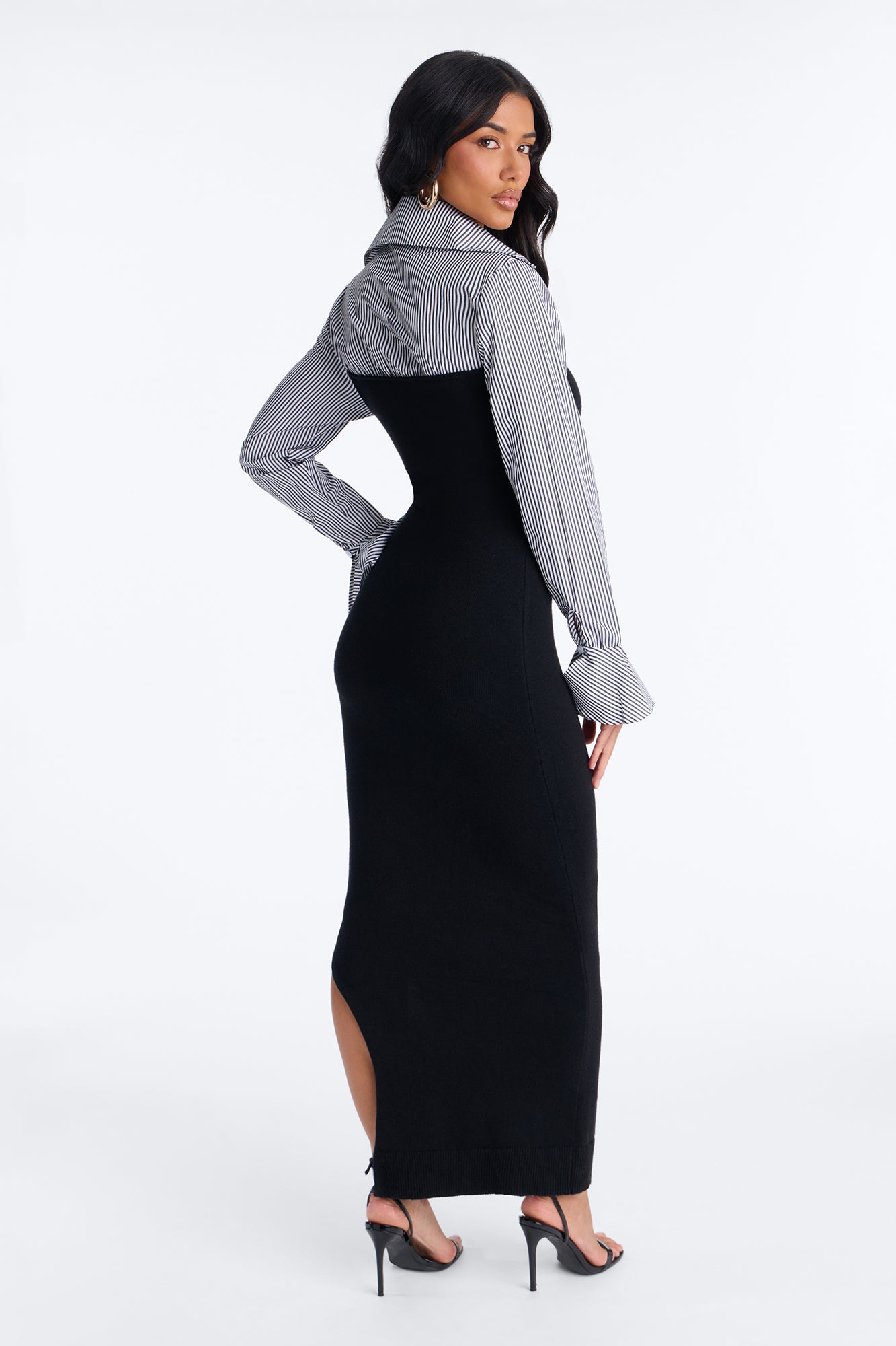 Maya Stripe Sweater Maxi Dress - Black/combo