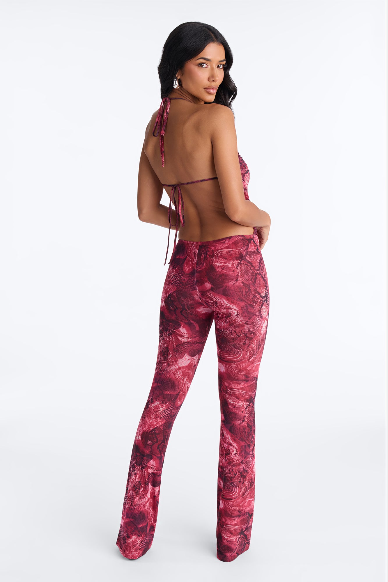 Snake Siren Backless Jumpsuit - Red