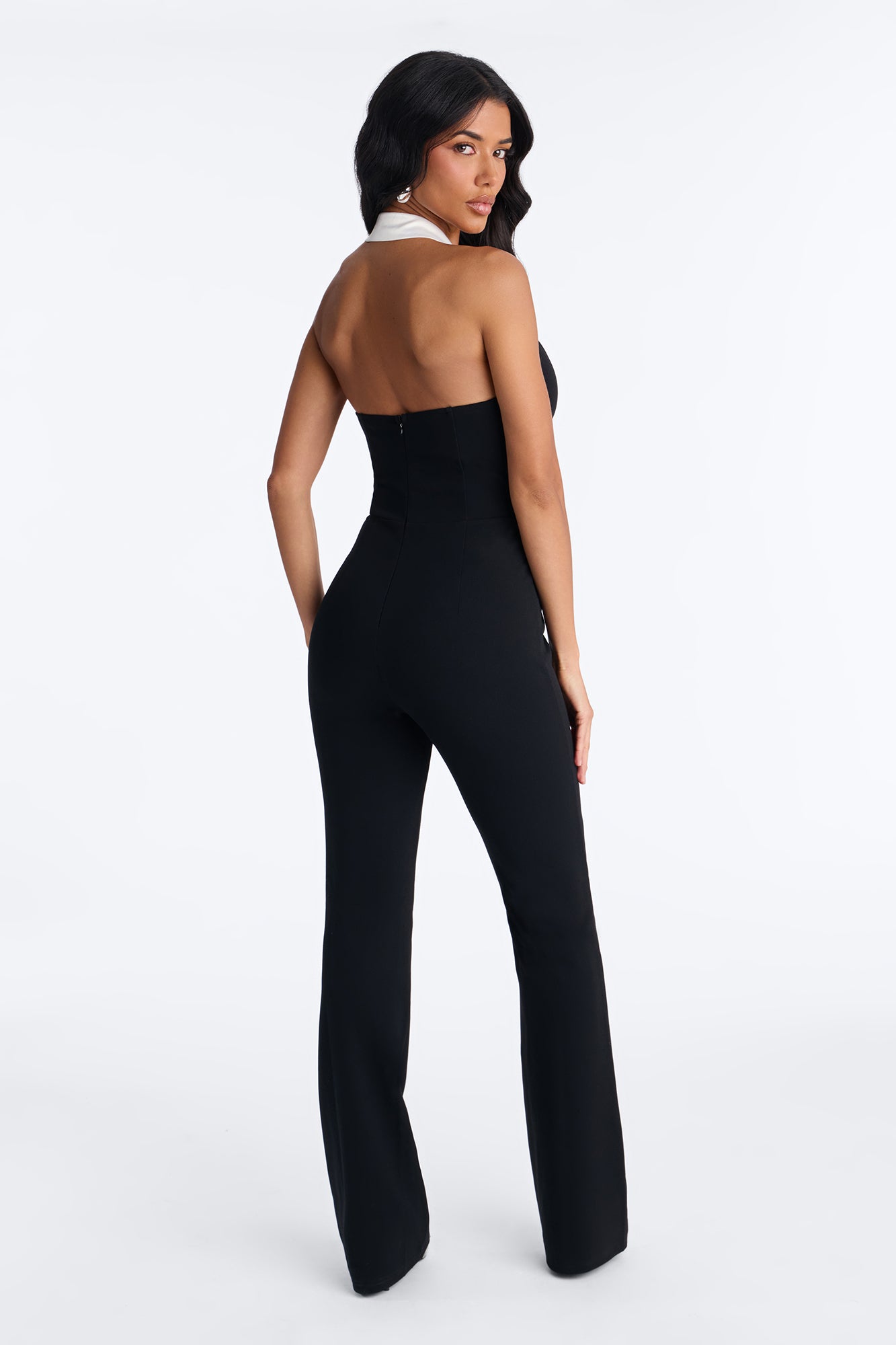 Ekin Collar Flare Leg Jumpsuit - Black