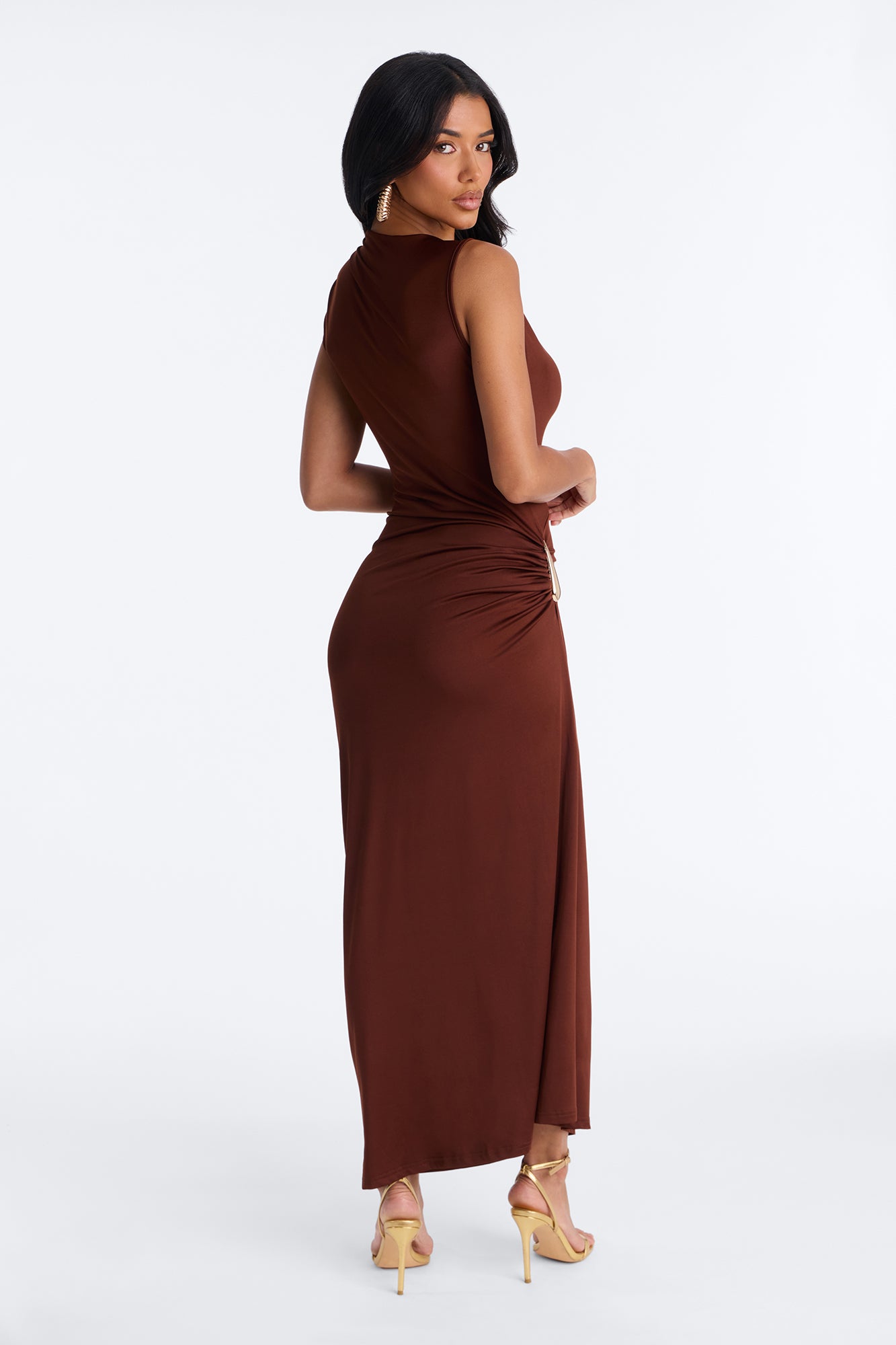 Out For The Night Hardware Maxi Dress - Chocolate