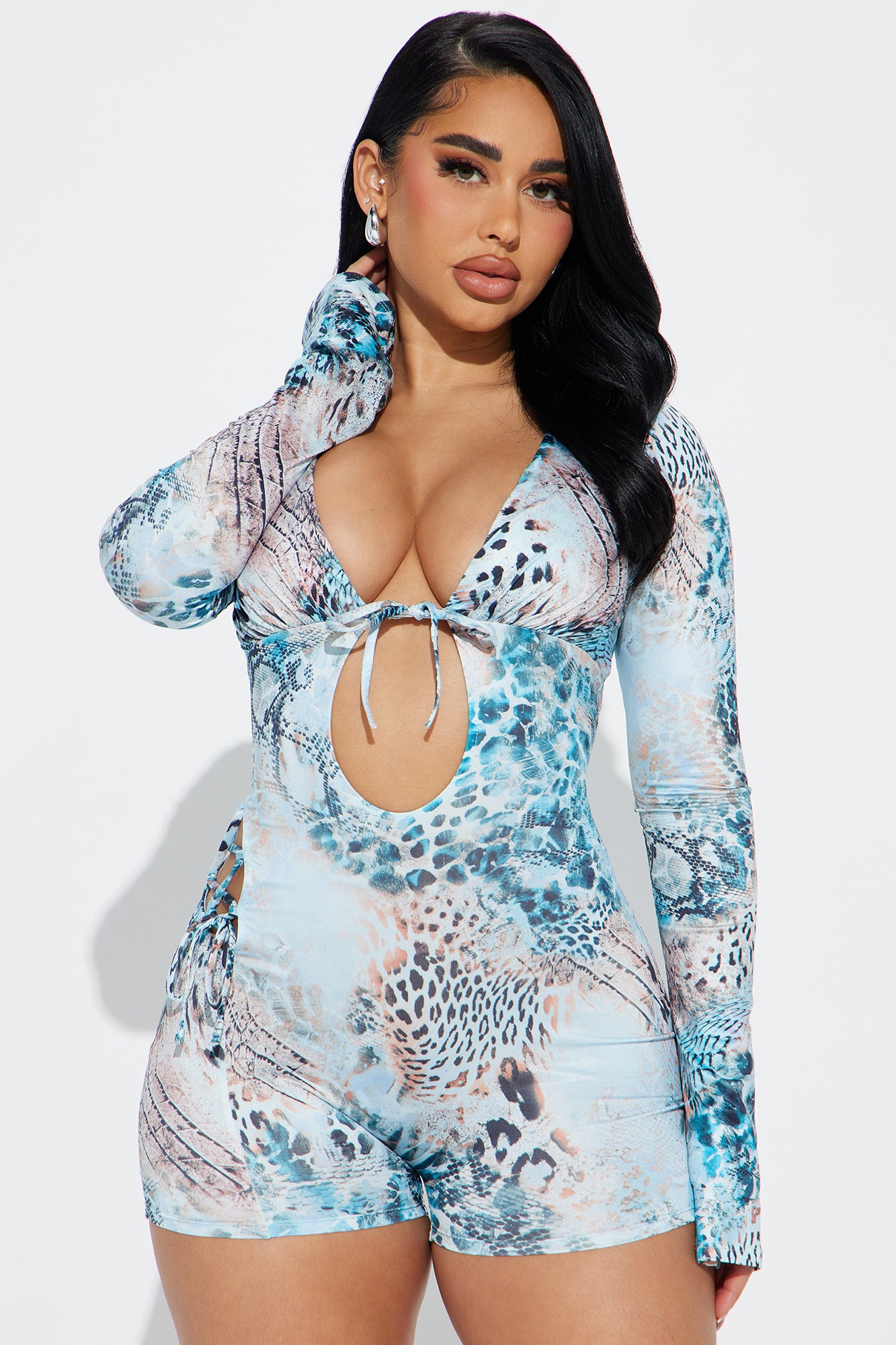 Look This Way Romper - Blue/combo