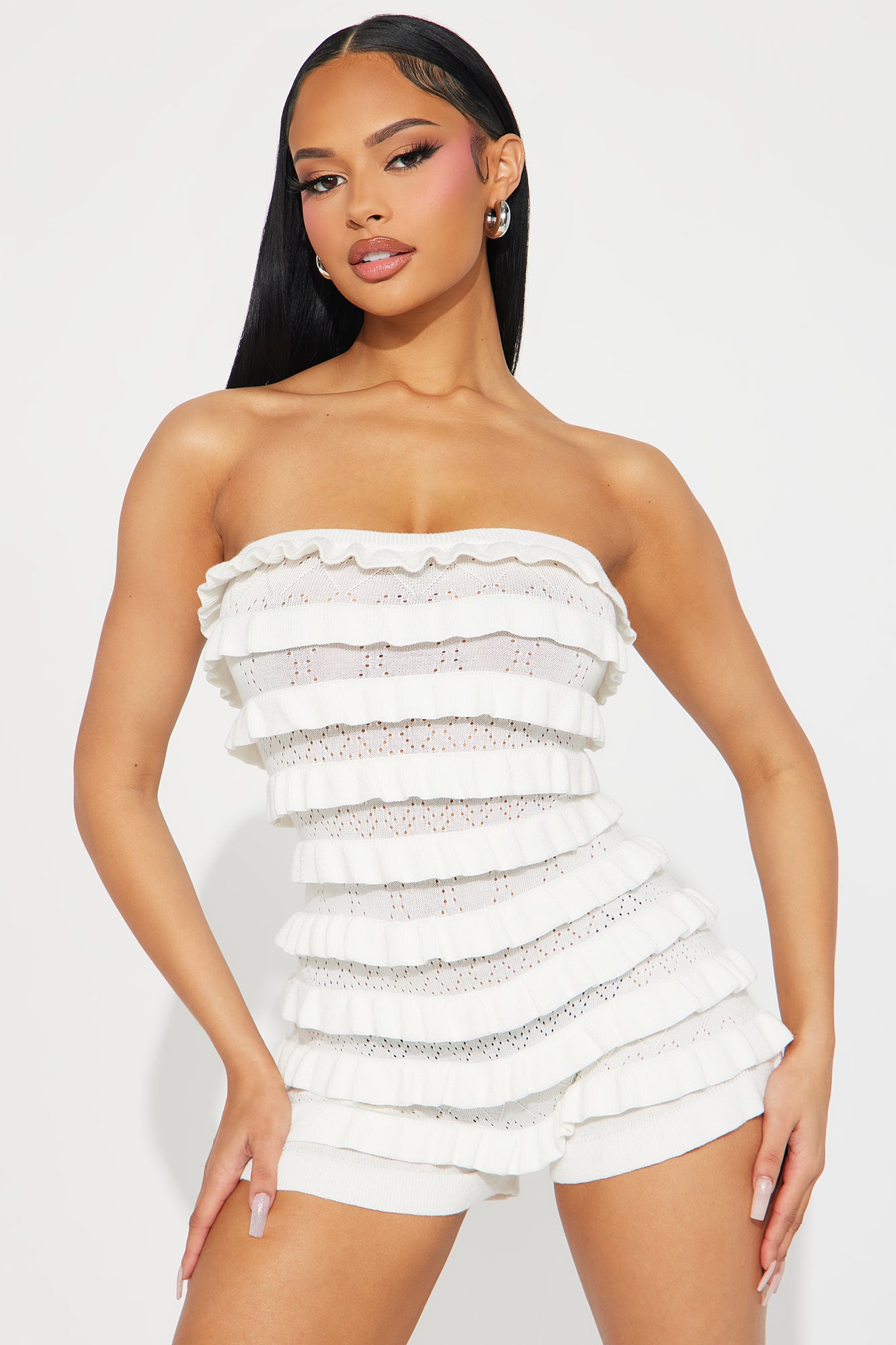 Pure Poetry Ruffle Romper - White