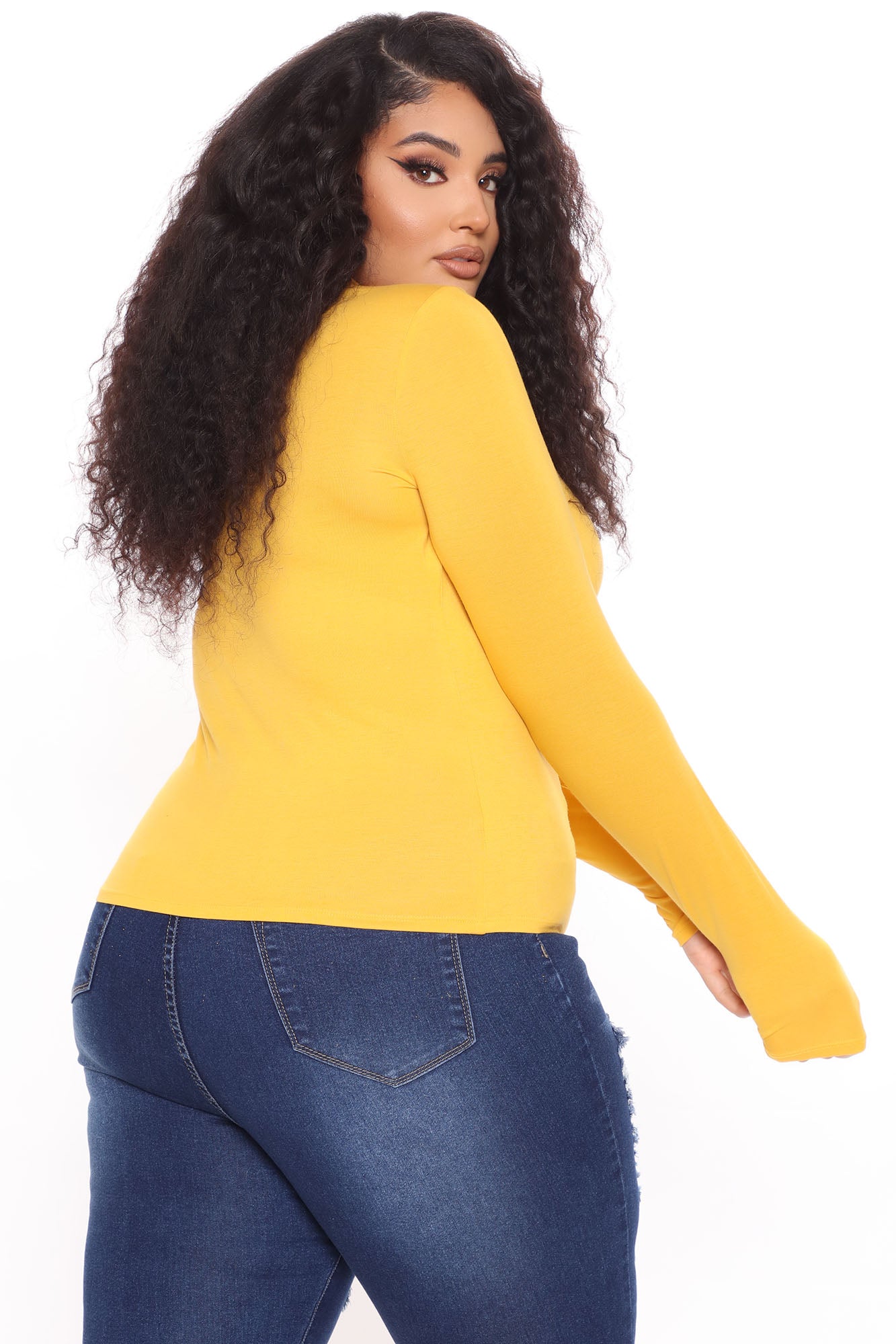 Pamela Turtle Neck Long Sleeve Top - Mustard