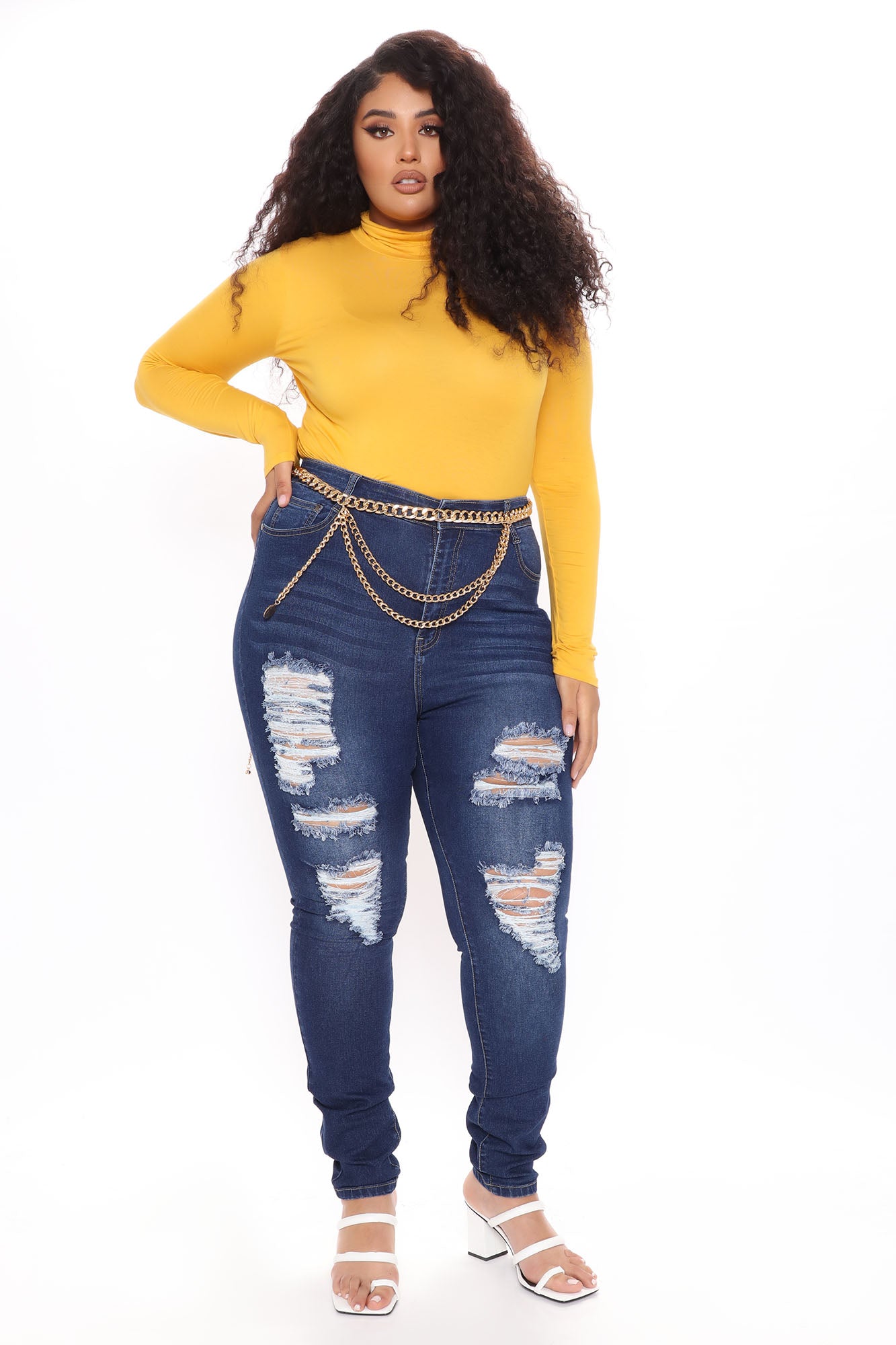 Pamela Turtle Neck Long Sleeve Top - Mustard