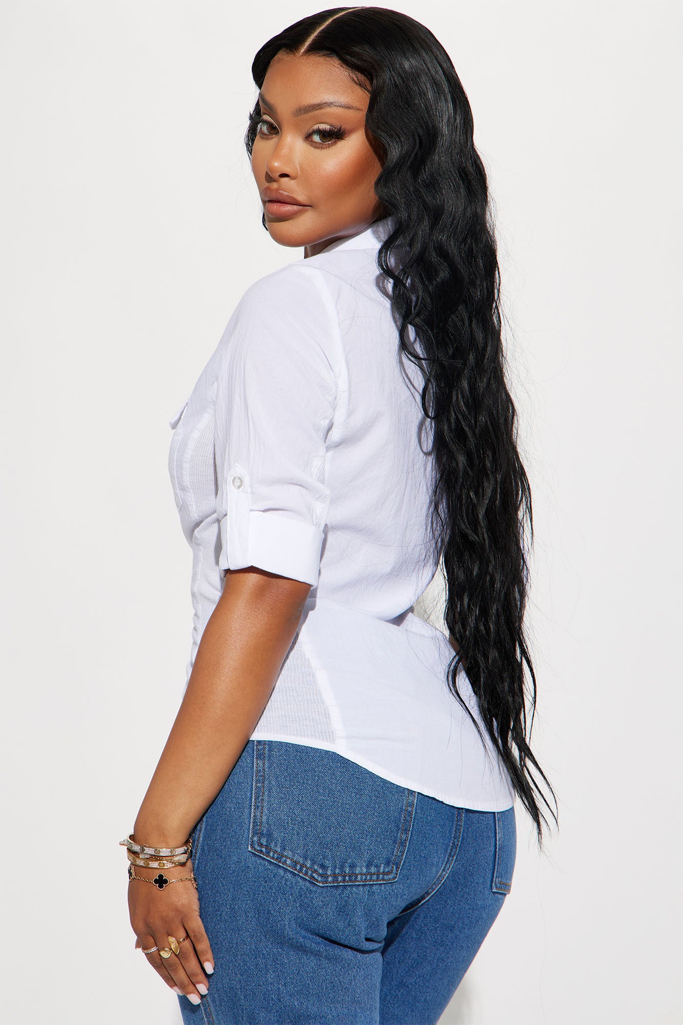 Taylor Button Down Top - White