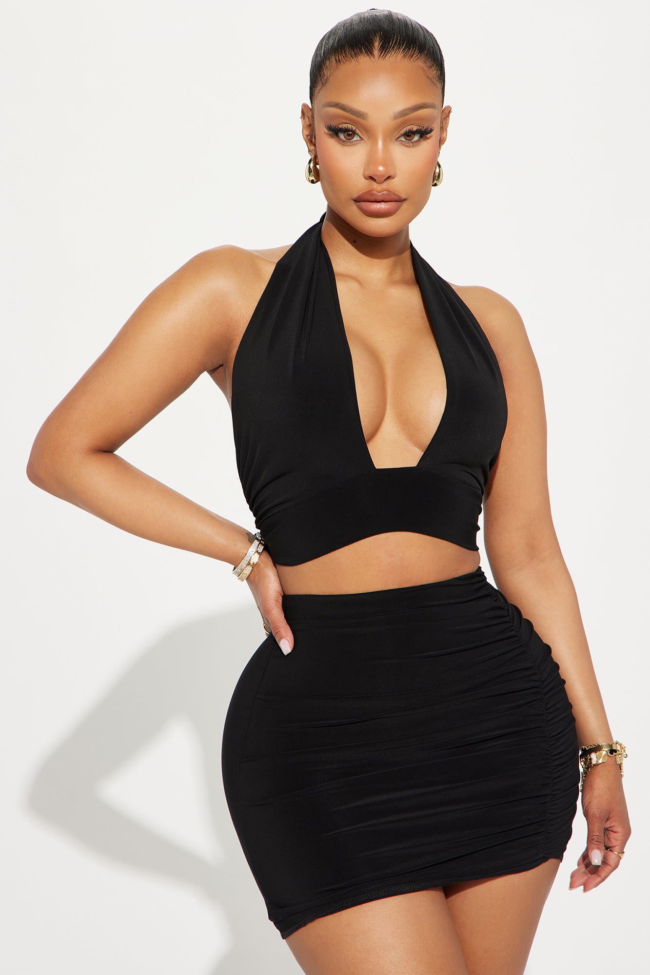 Look At My Direction Skirt Set - Black