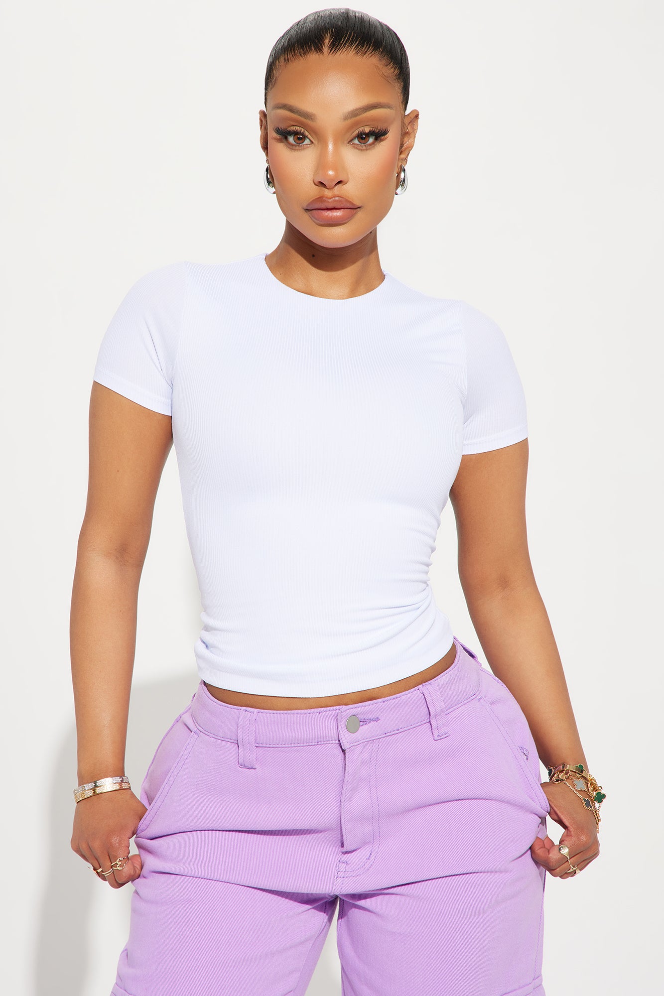 Chloe Crew Neck Short Sleeve Tee - White