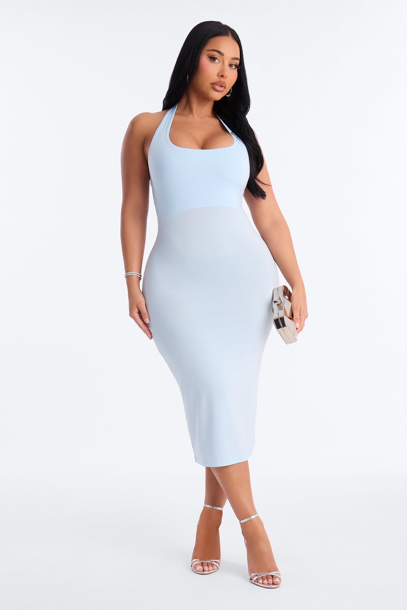 Nellie Double Lined Midi Dress - Blue