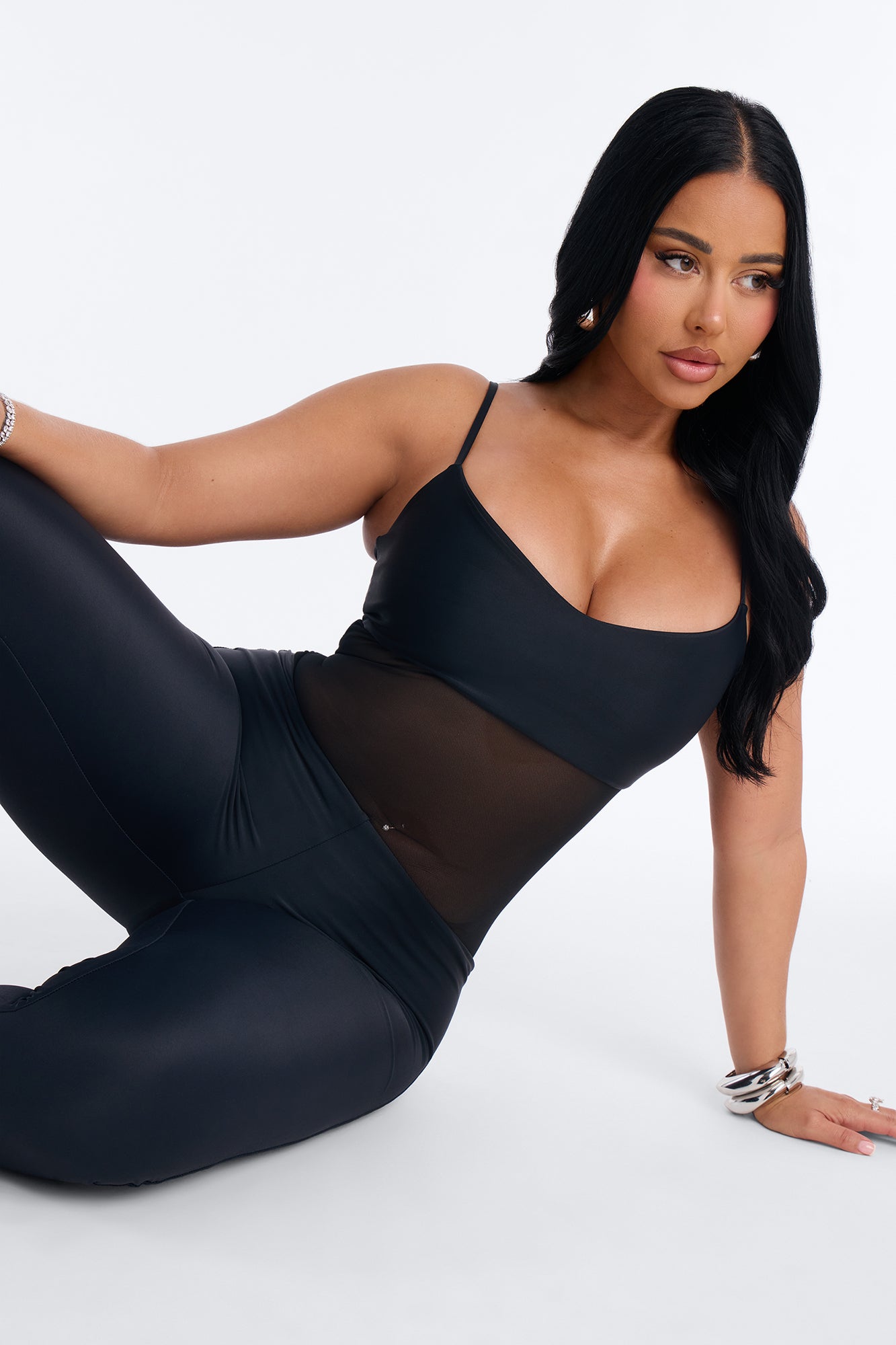 Roxy Form Double Lined Mesh Capri Jumpsuit - Black