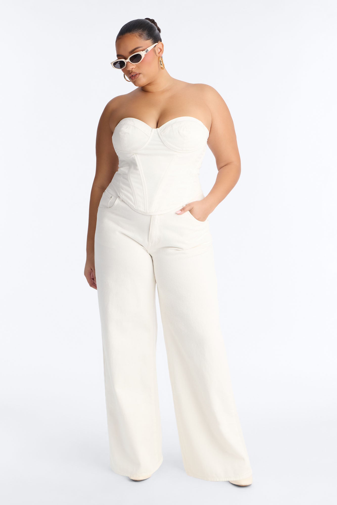 Bae For Tonight Denim Corset Top - White