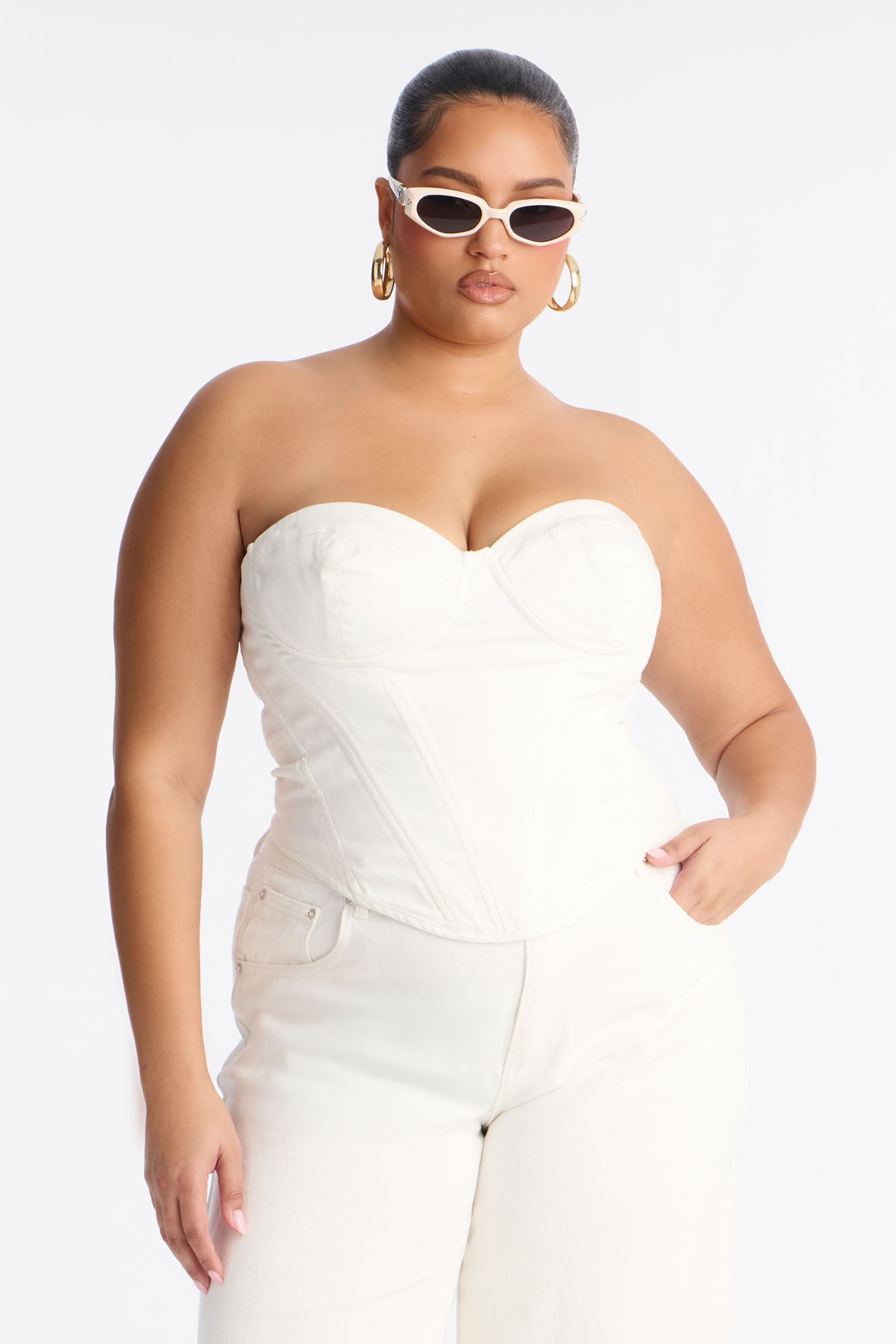 Bae For Tonight Denim Corset Top - White
