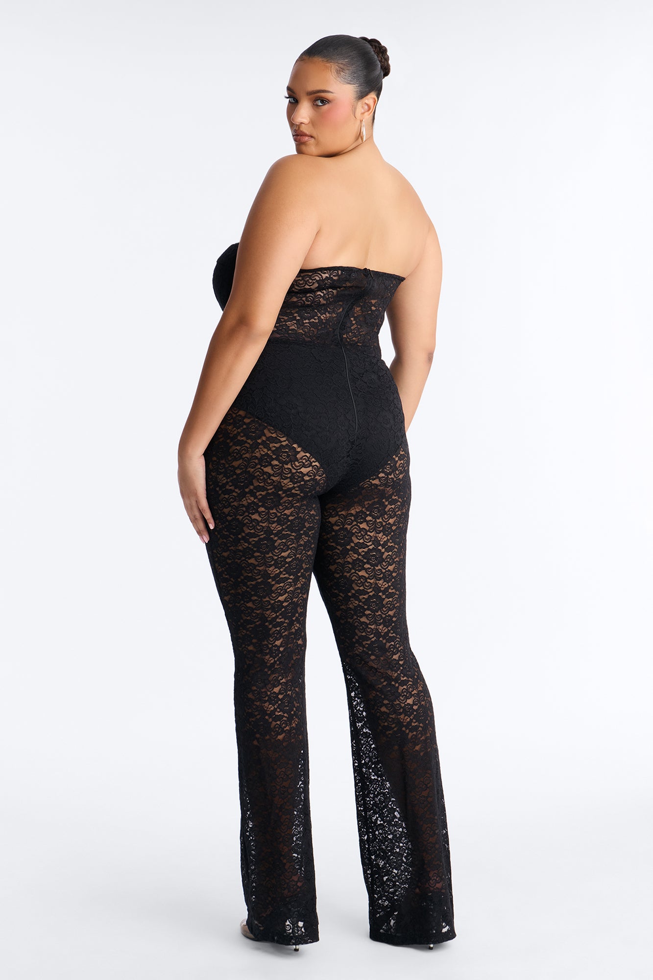 Mindy Lace Strapless Jumpsuit - Black