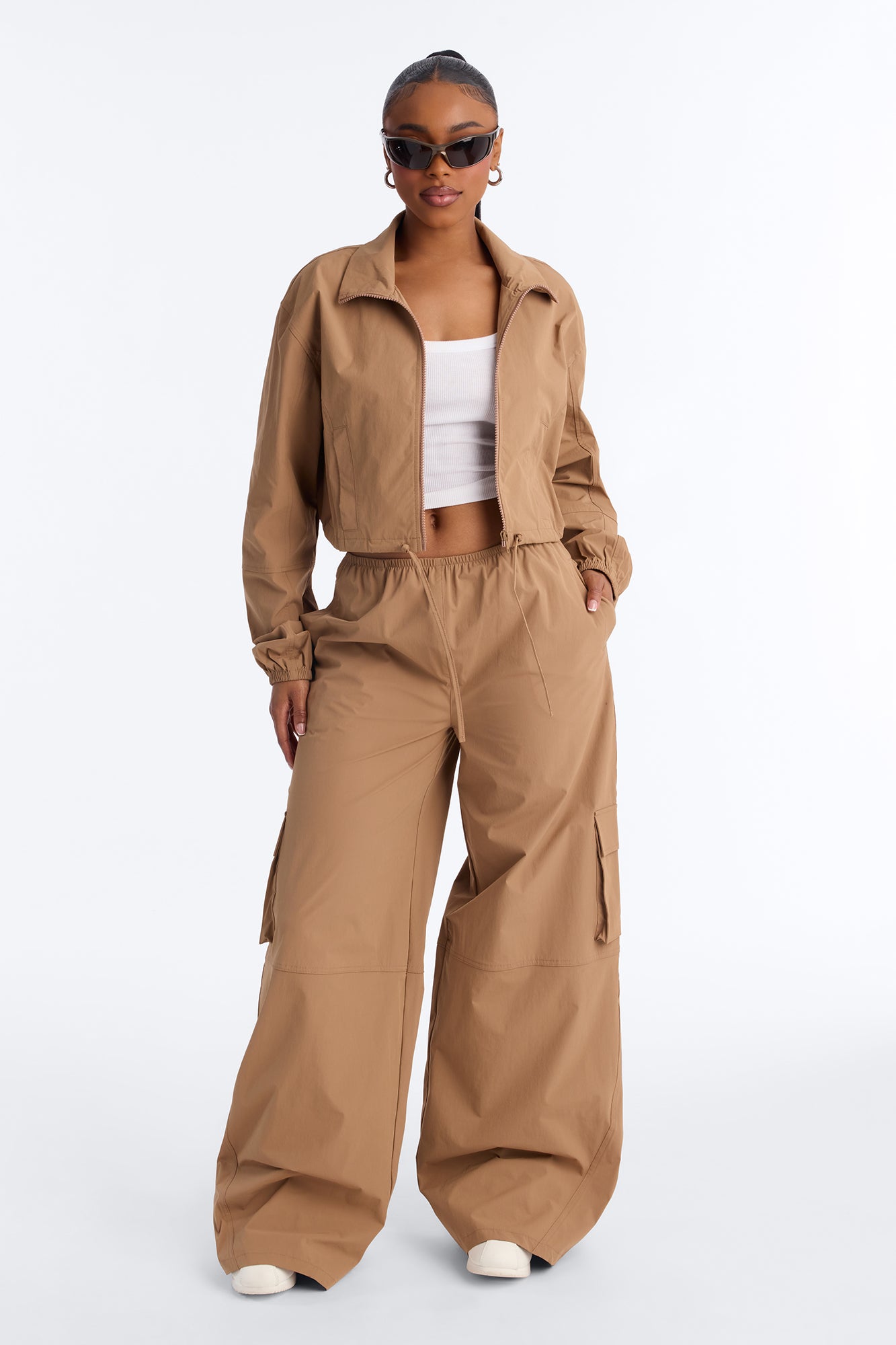 In Motion Cargo Windbreaker Lounge Pant - Mocha
