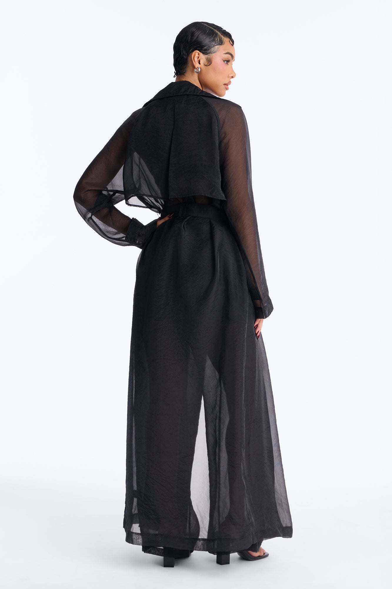 Remy Sheer Trench Pant Set - Black