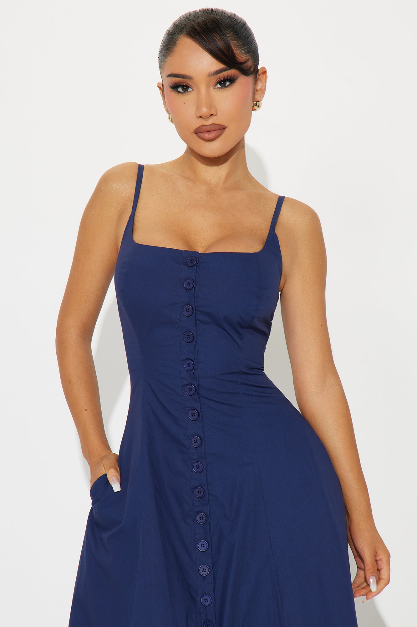 Sharron Poplin Maxi Dress - Navy