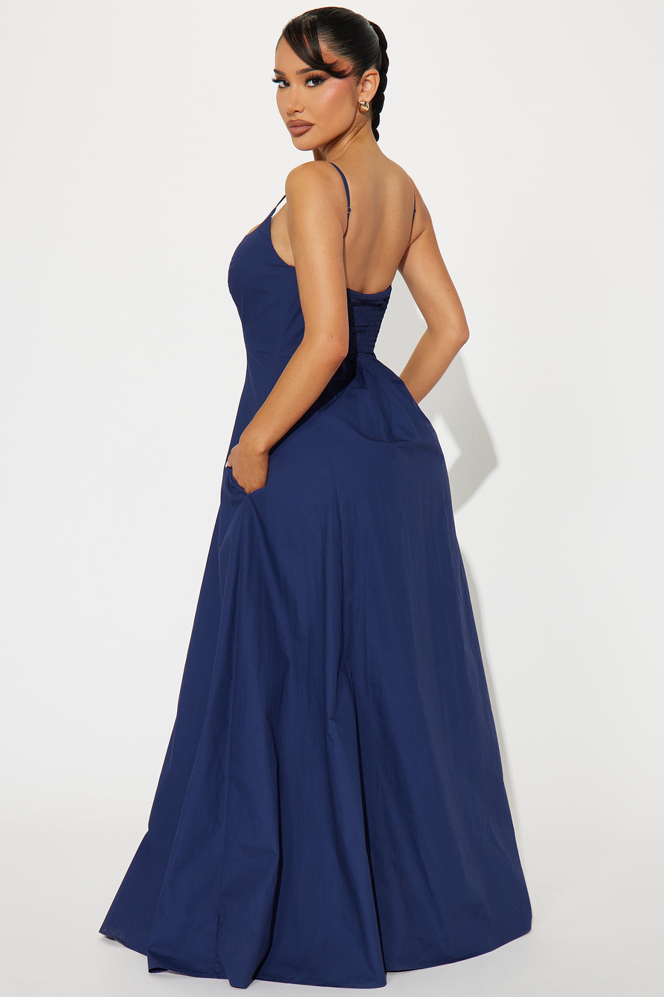 Sharron Poplin Maxi Dress - Navy