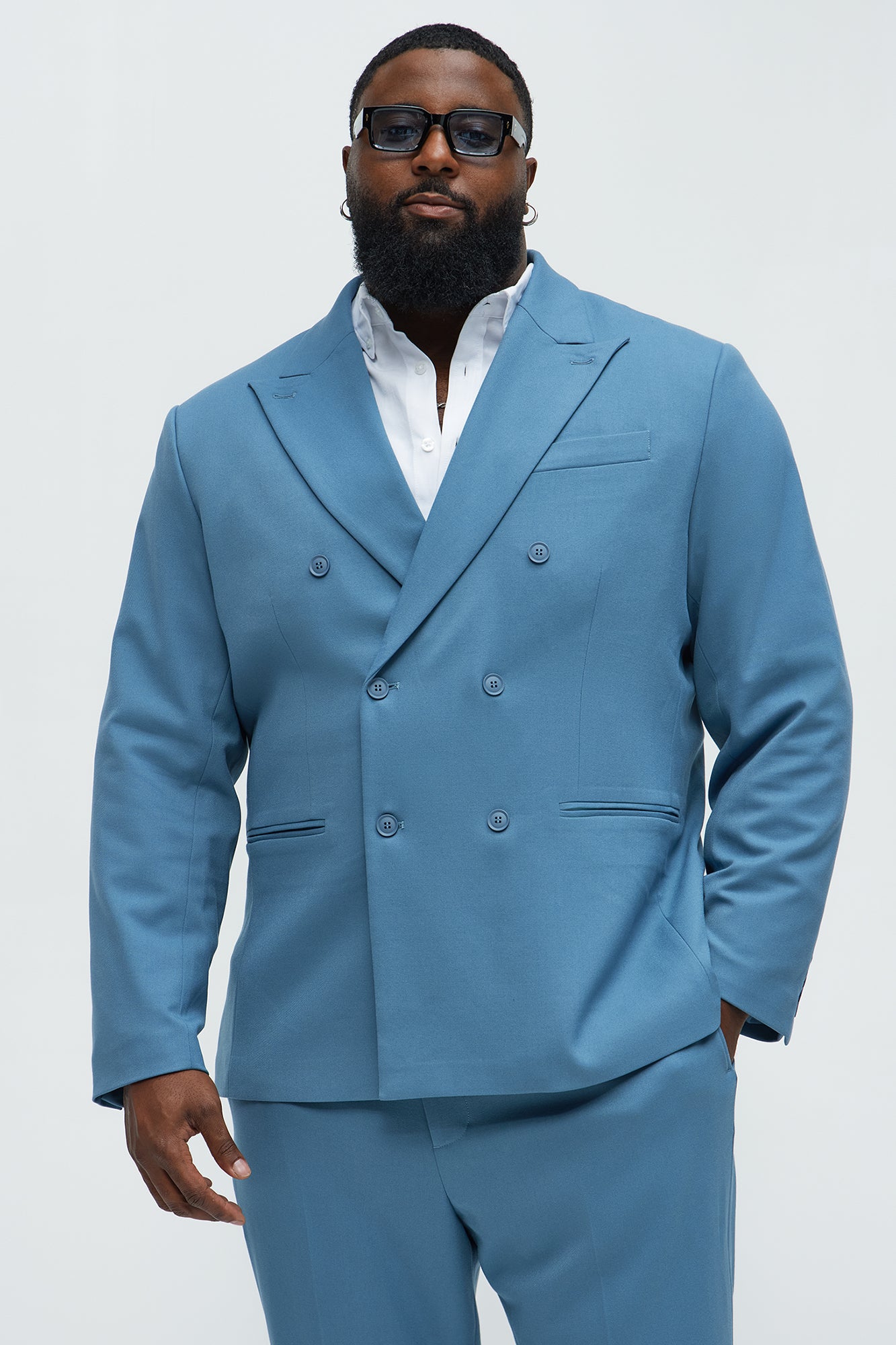 High Peak Lapel Suit Blazer - Slate Blue