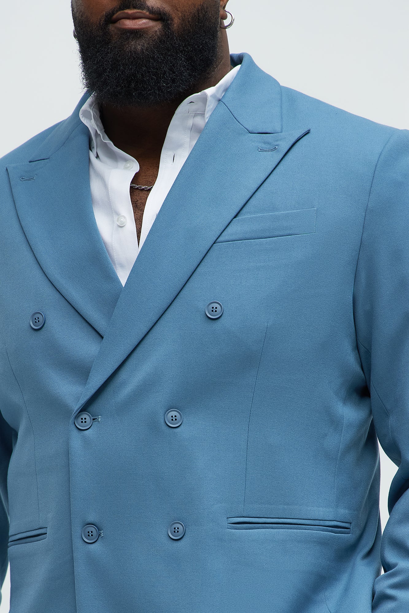 High Peak Lapel Suit Blazer - Slate Blue