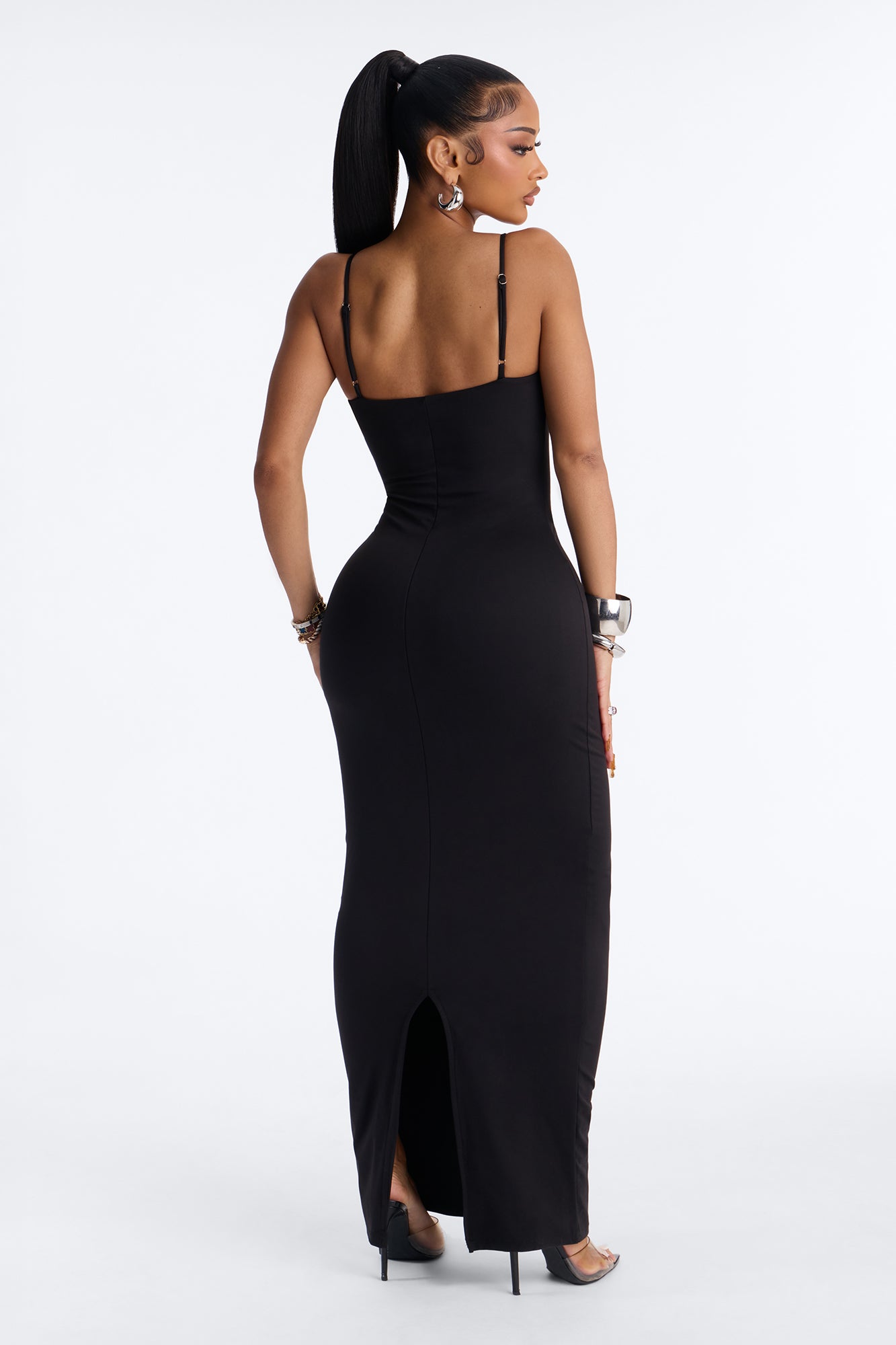Kendra Matte Form Double Lined Maxi Dress - Black