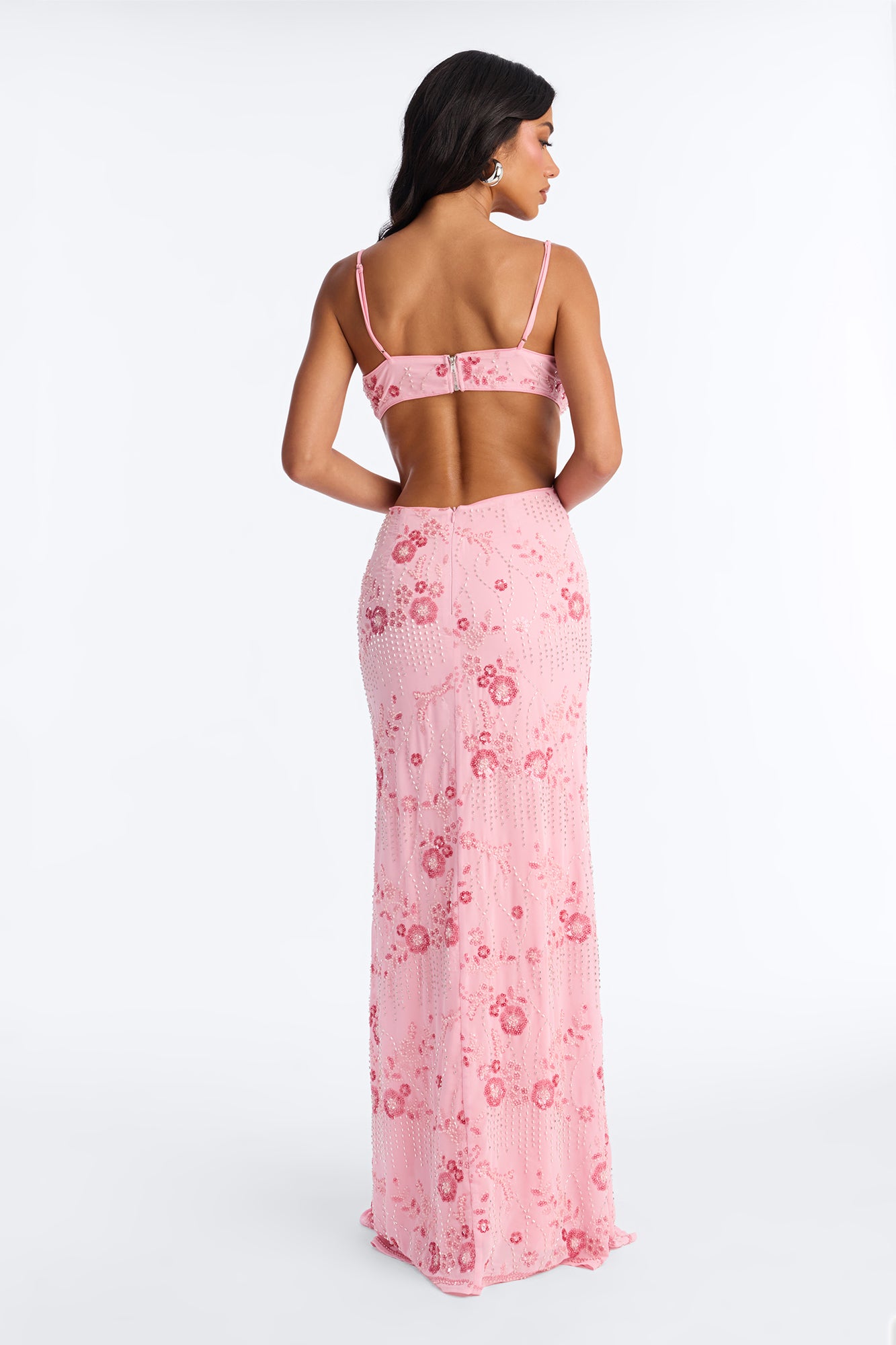 Own The Night Embellished Maxi Dress - Pink