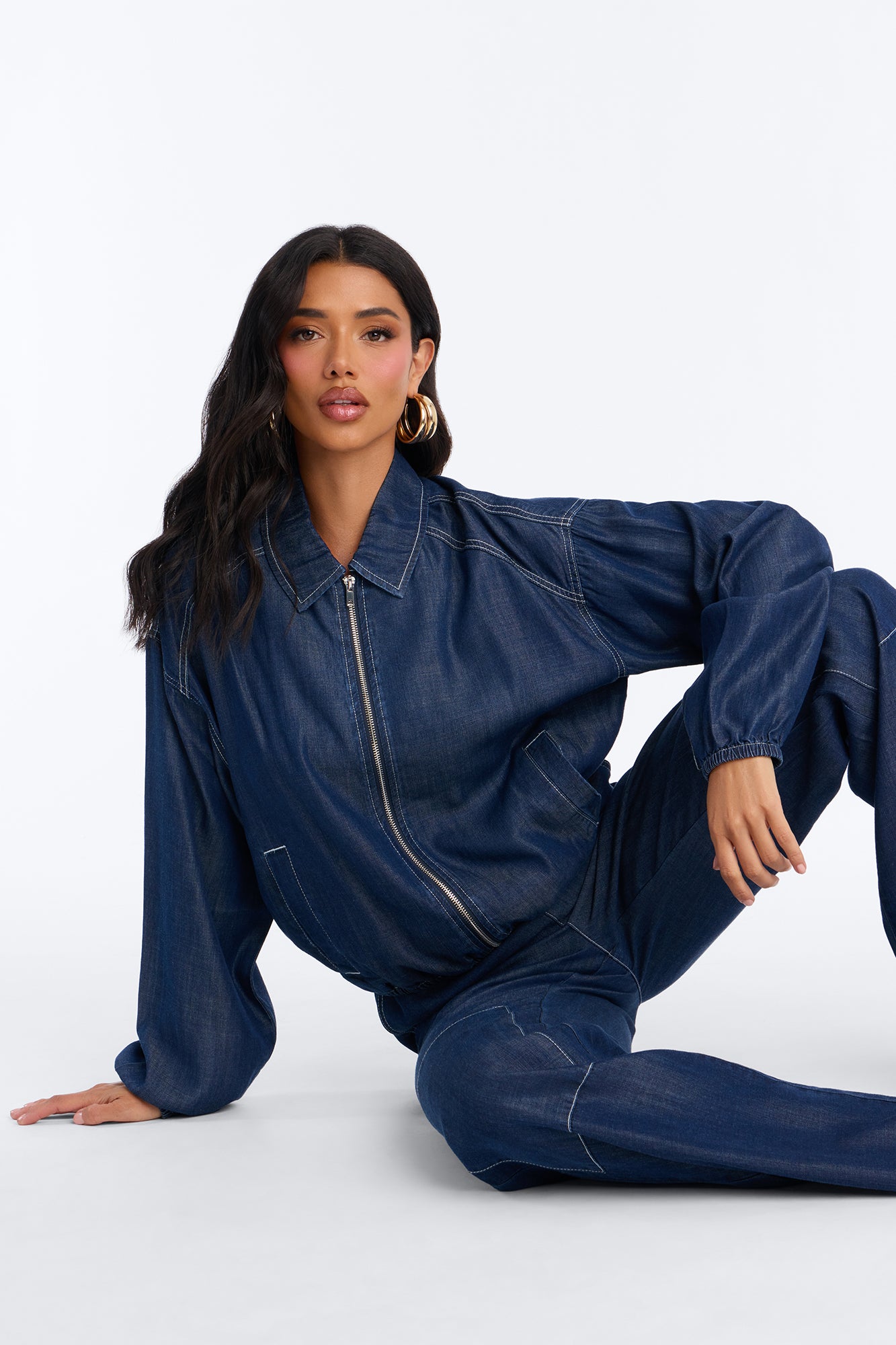 Cameron Chambray Denim Pant Set - Dark Denim