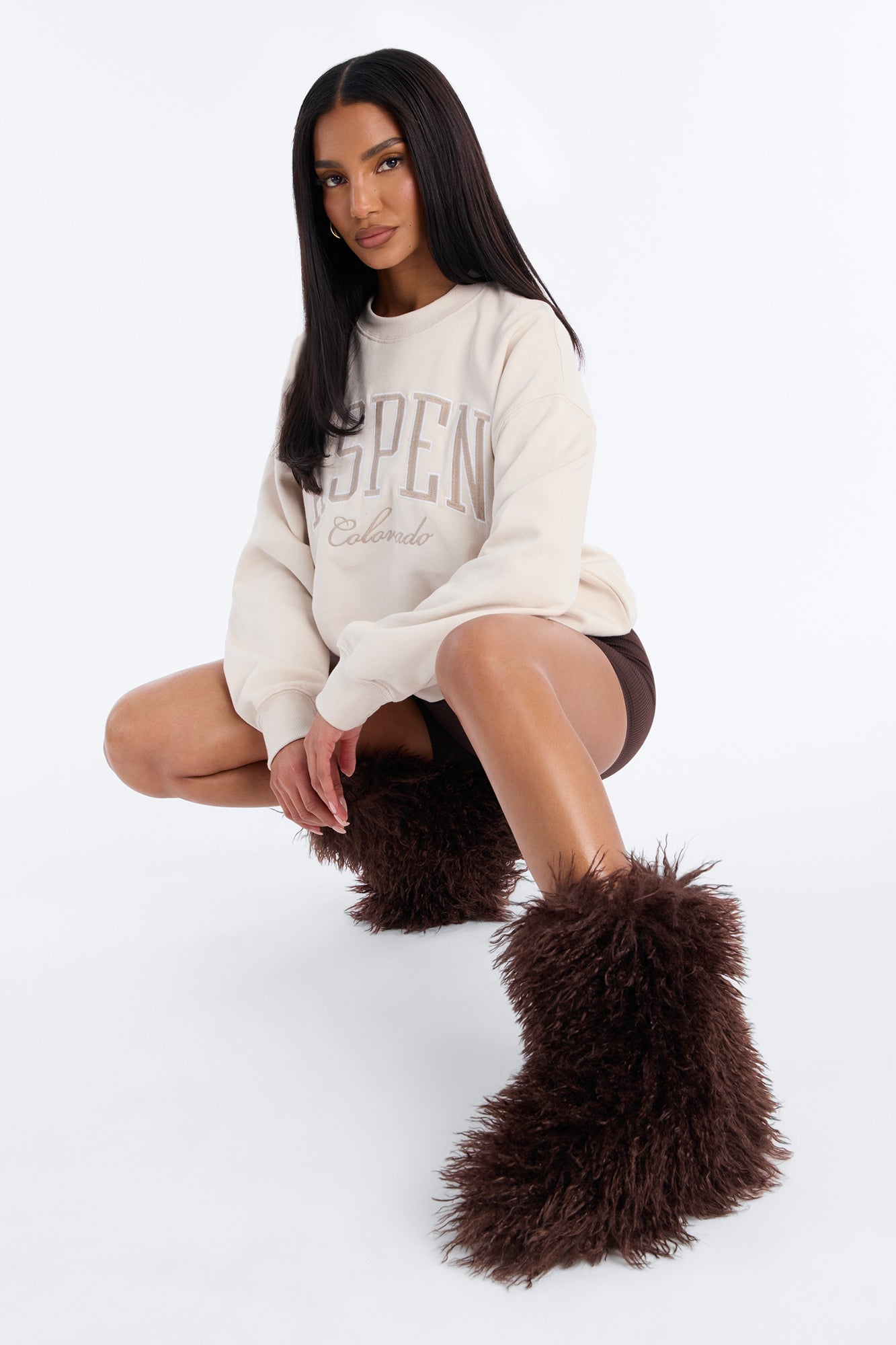 Freeze Faux Fur Booties - Brown