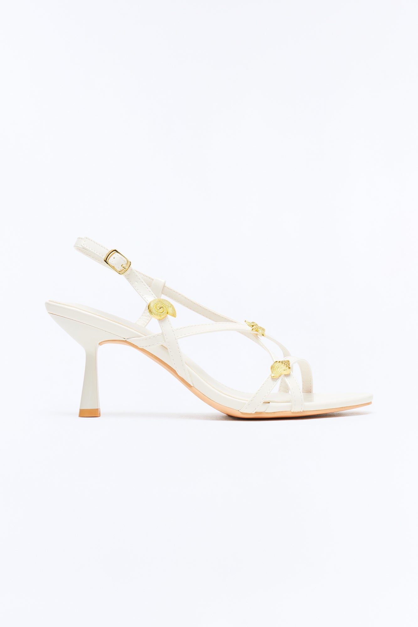 Jassy Hardware Slingback Heels - White