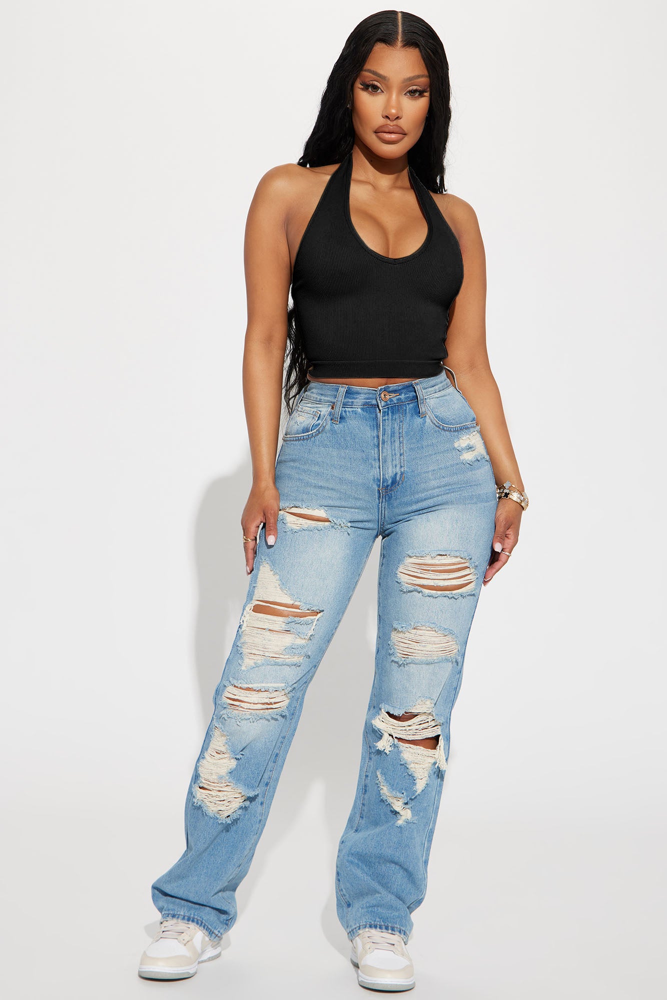 Simi Seamless Halter Crop Top - Black