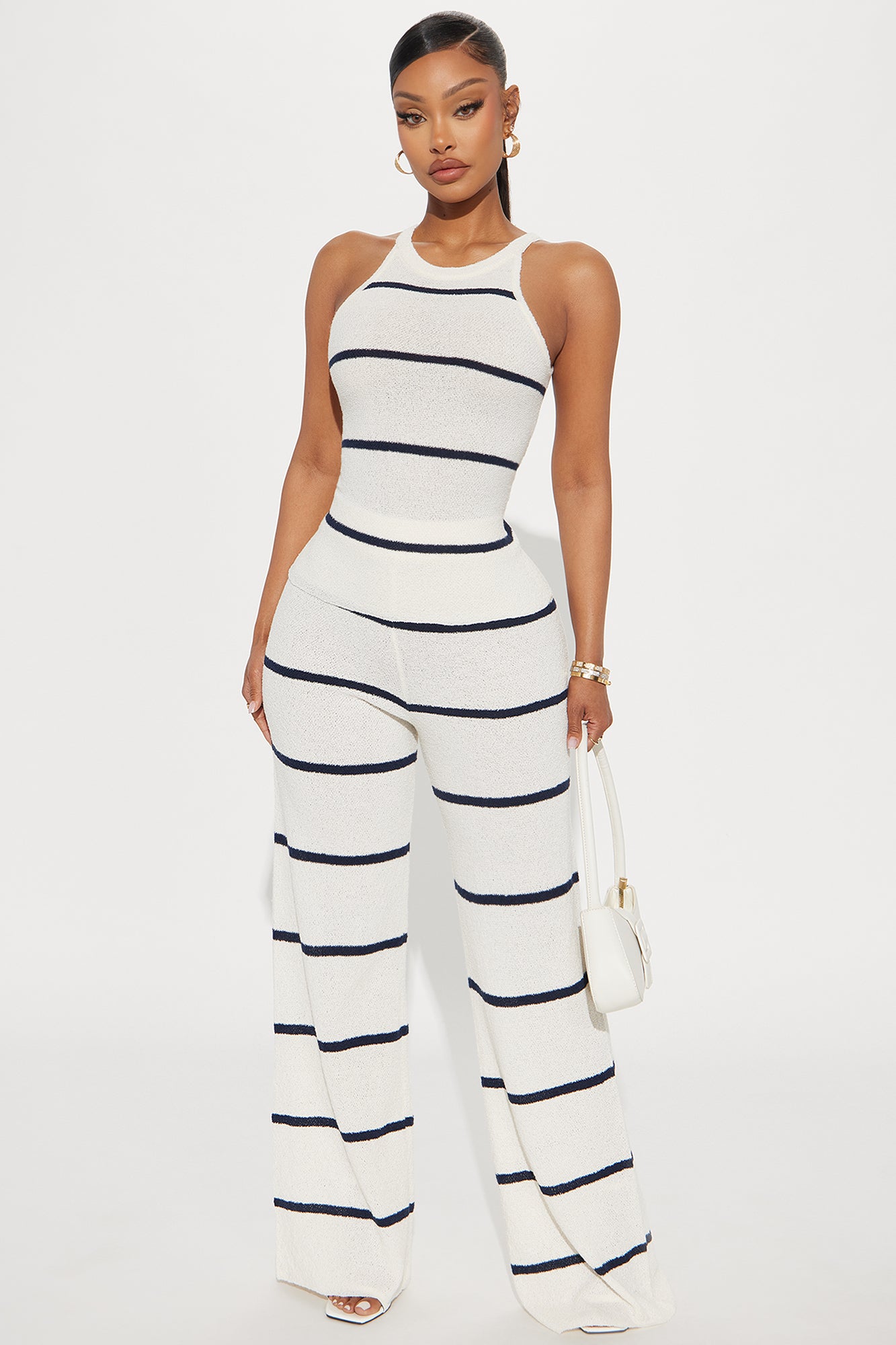 Samantha Striped Pant Set - Cream/combo