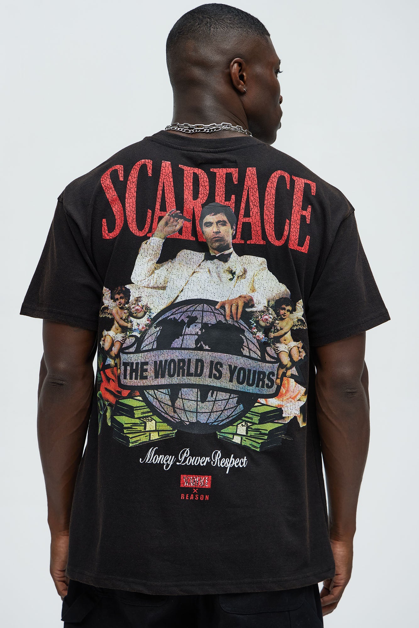 Scarface Hustle Motto Oversized Short Sleeve Tee - Black