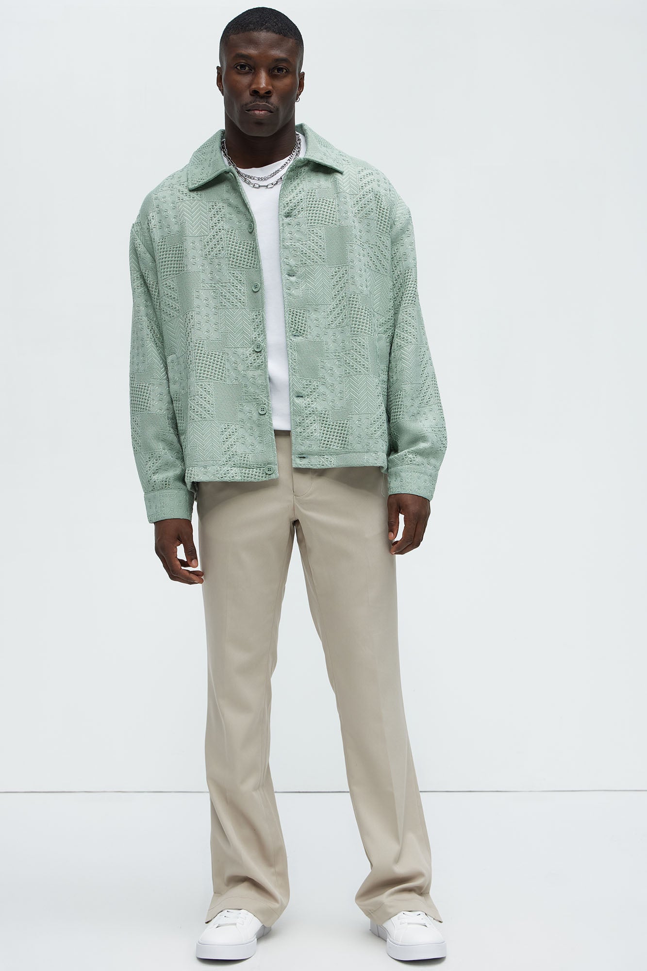 Meknes Jacquard Pattern Jacket - Sage