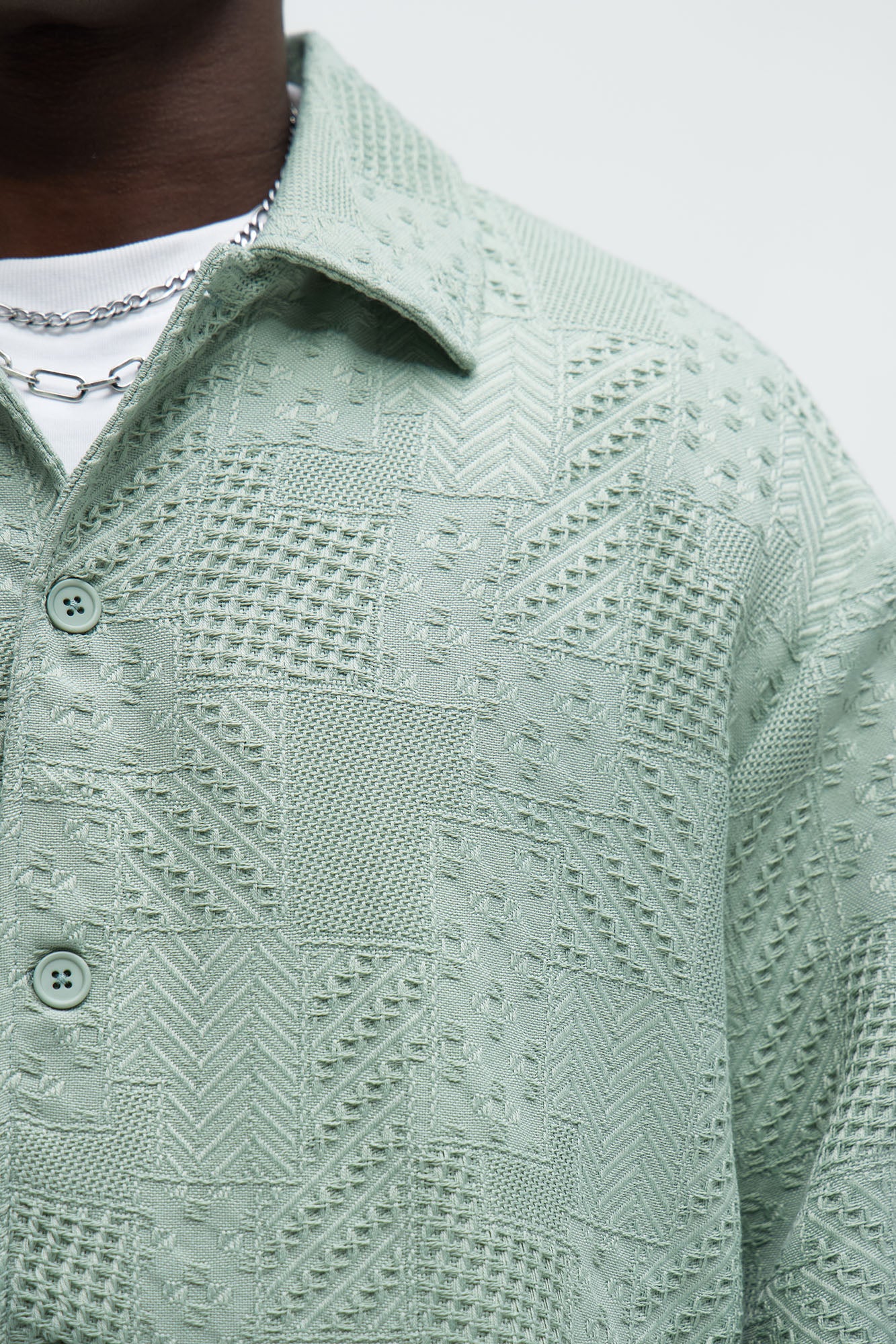 Meknes Jacquard Pattern Jacket - Sage