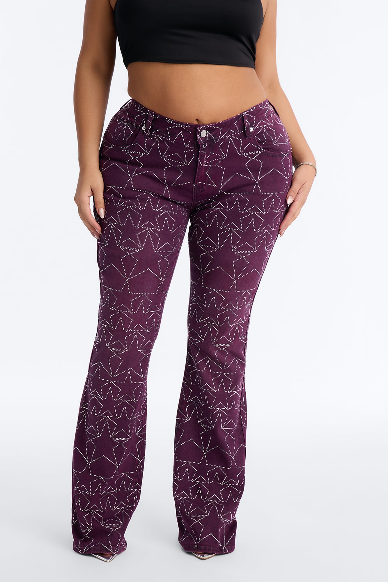 Star Performer Low Rise Embellished Jeans - Plum