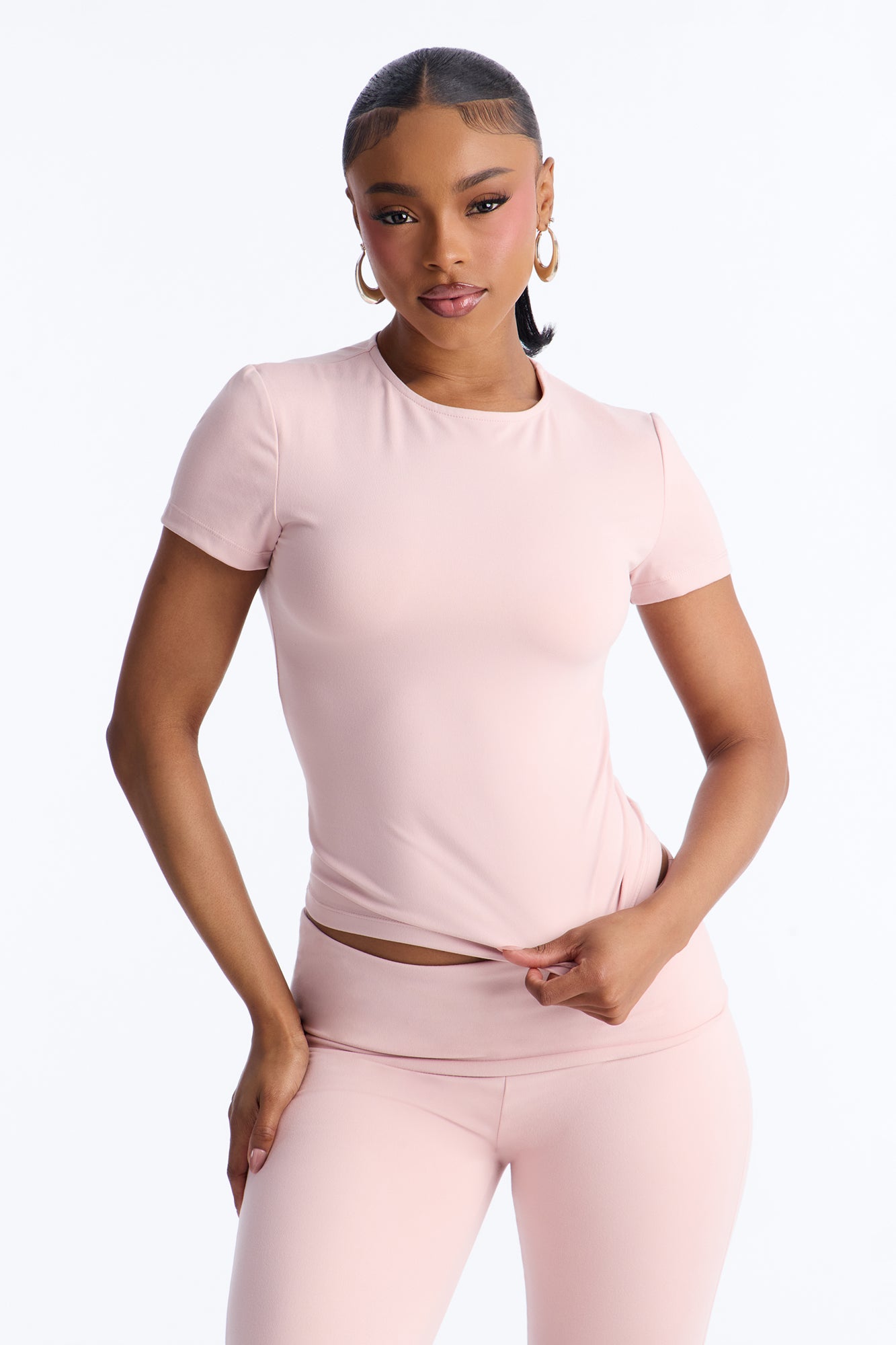 Myla Tricot Lounge Short Sleeve Top - Pink