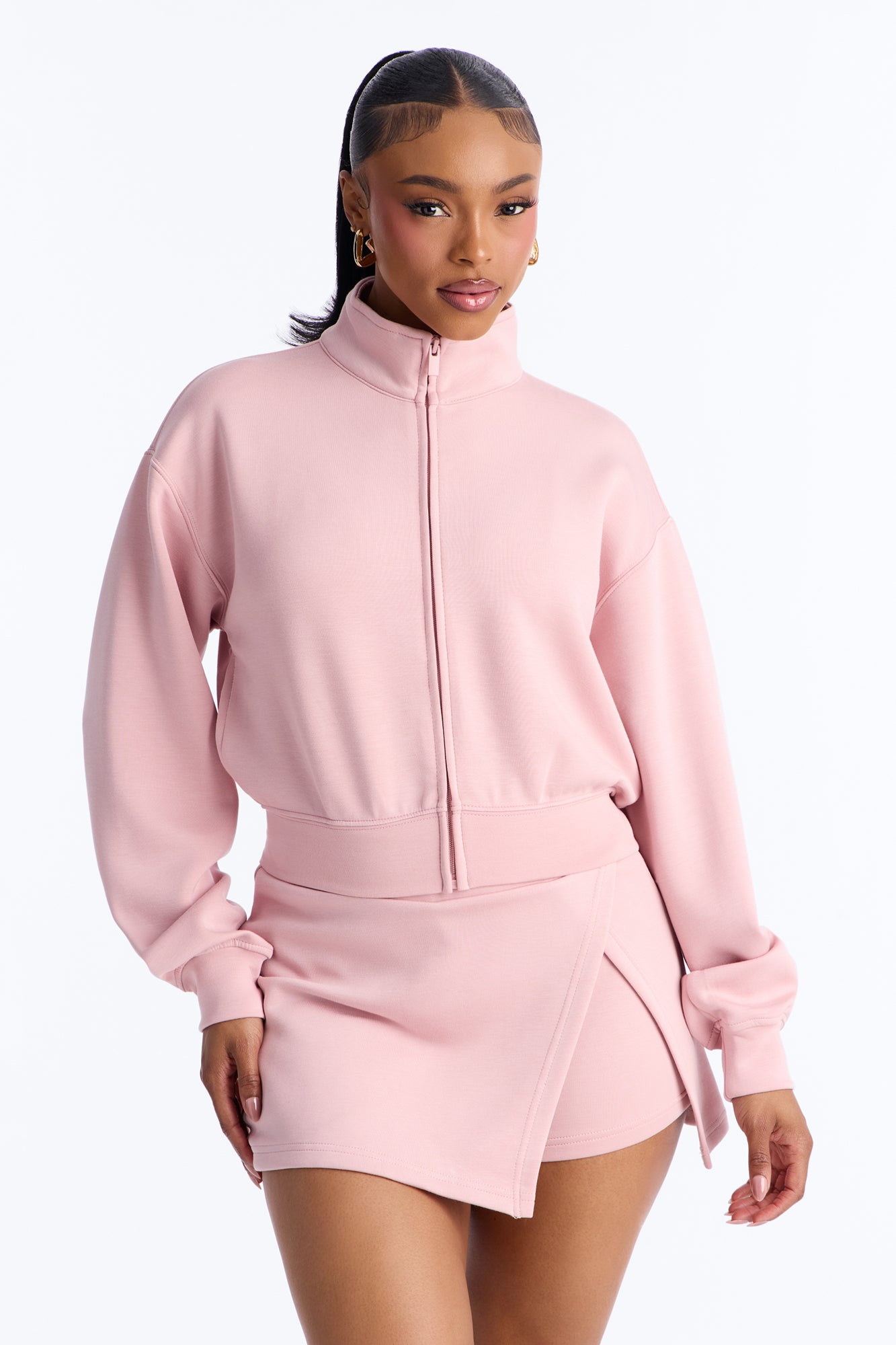 Bella Scuba Zip Up Jacket - Pink