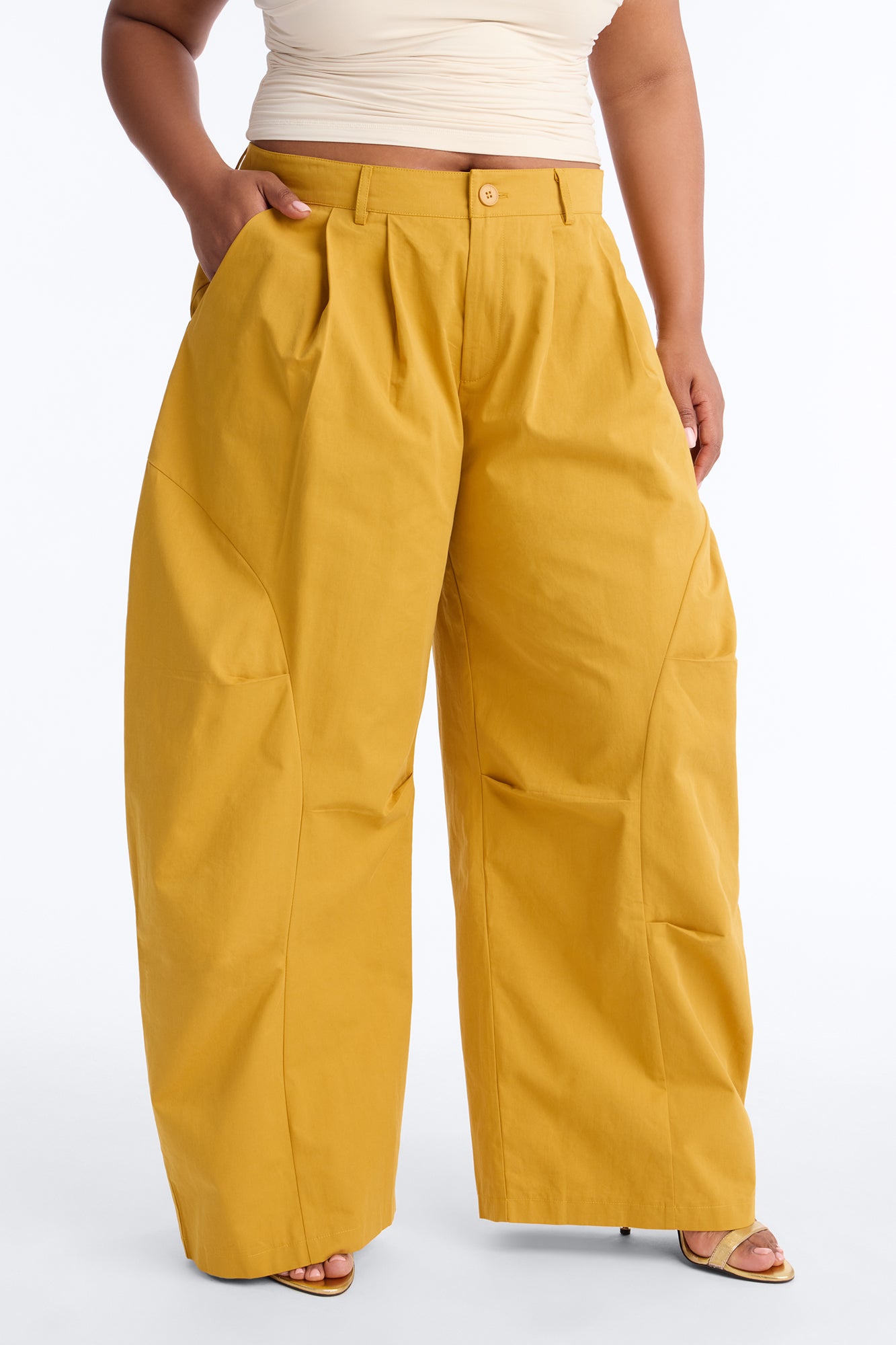 Cooler Than You Barrel Leg Pant 30″ - Mustard