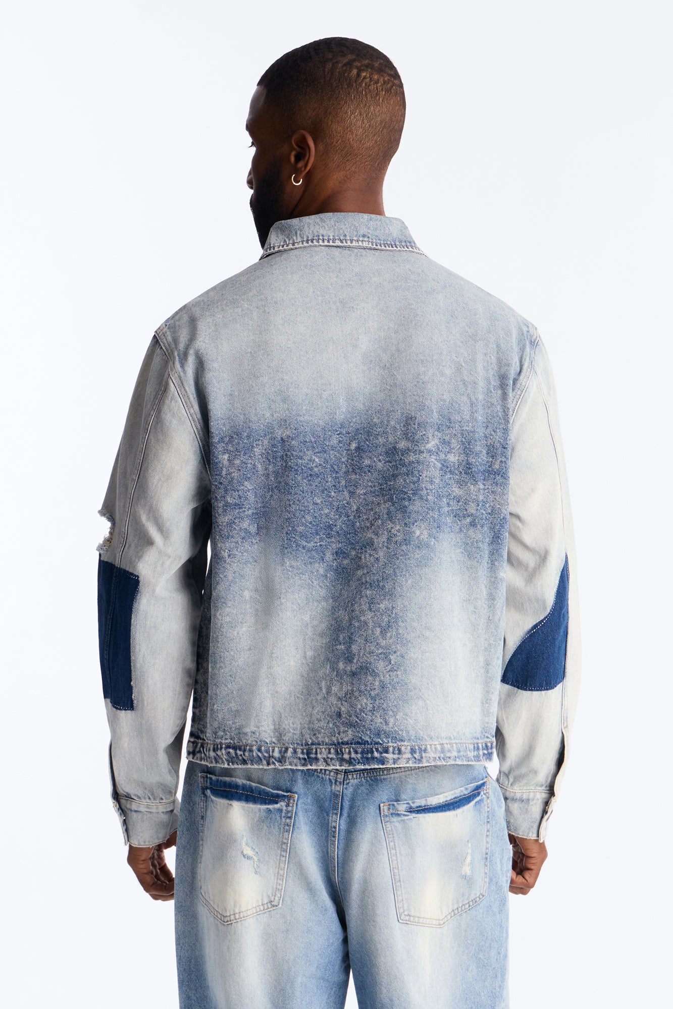 Cropped Hyperion Button Up Shirt - Bleach Blue Wash