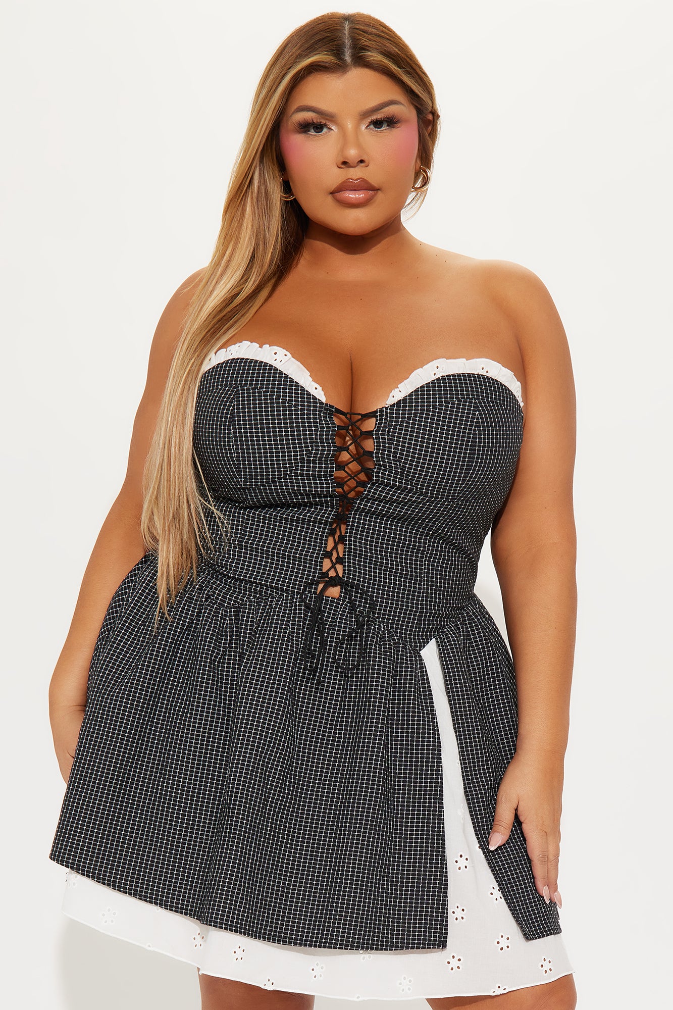Julietta Plaid Mini Dress - Black