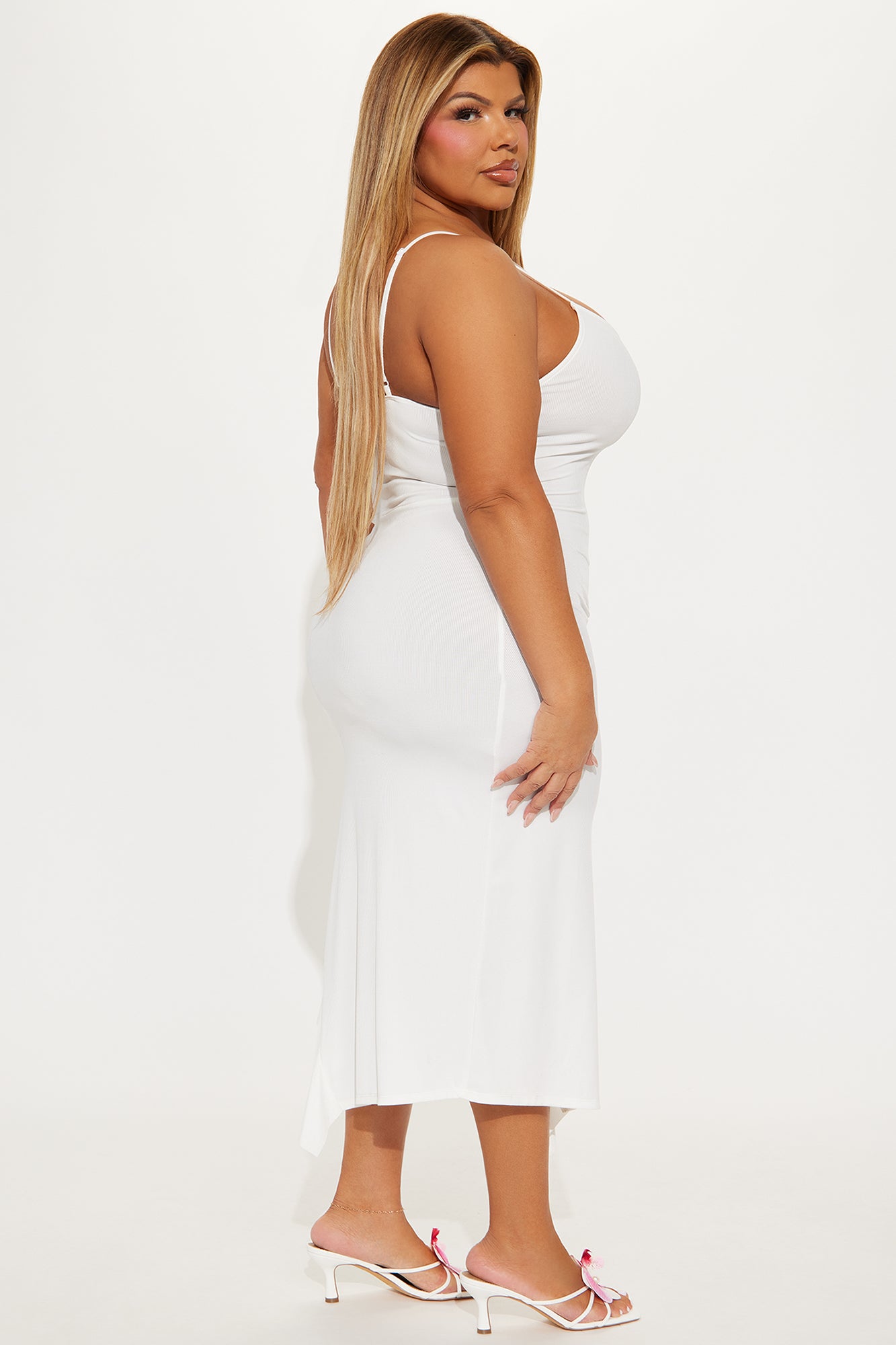Celeste Ruffle Midi Dress - White