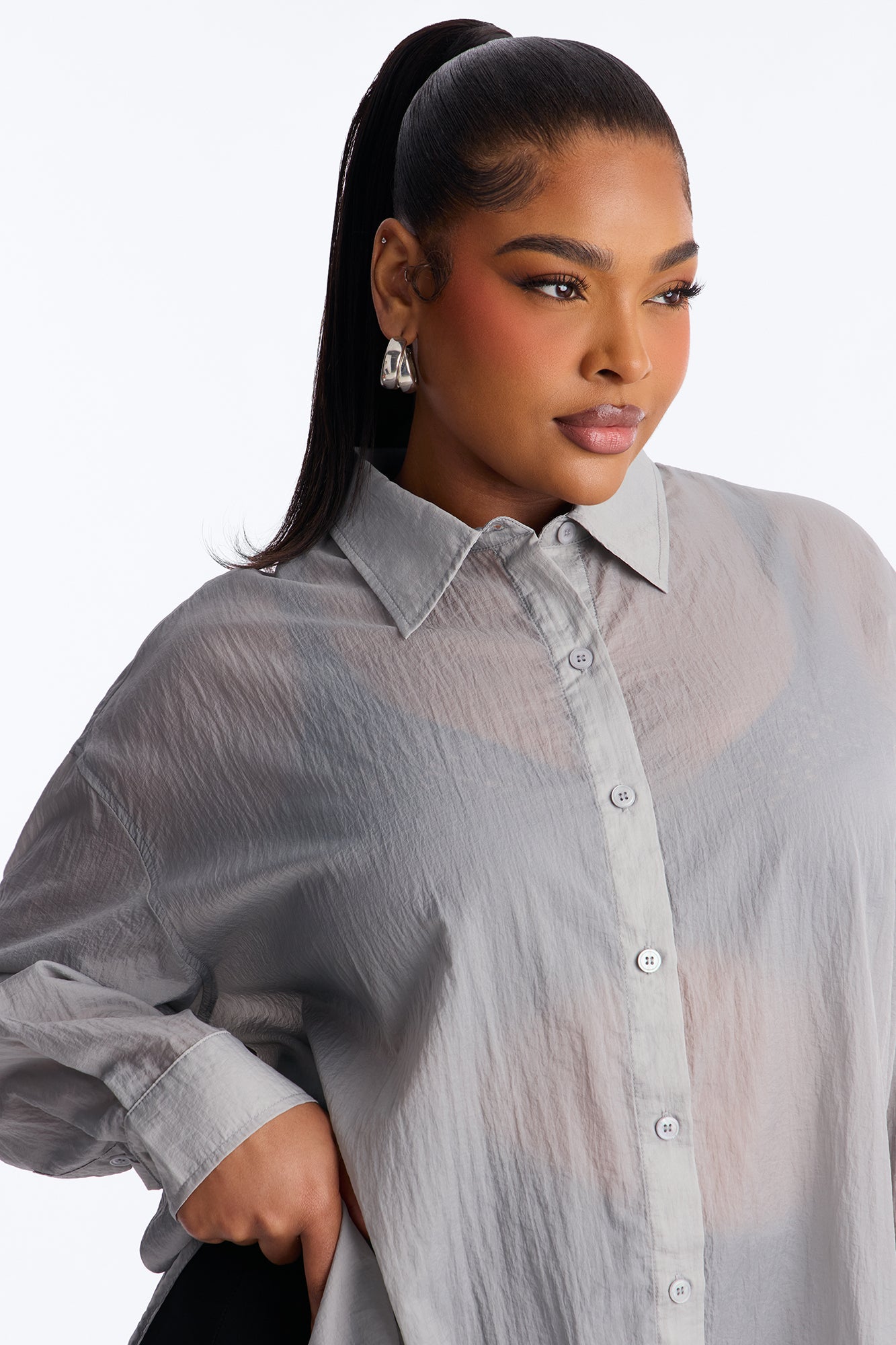 Take Me There Windbreaker Shirt - Grey