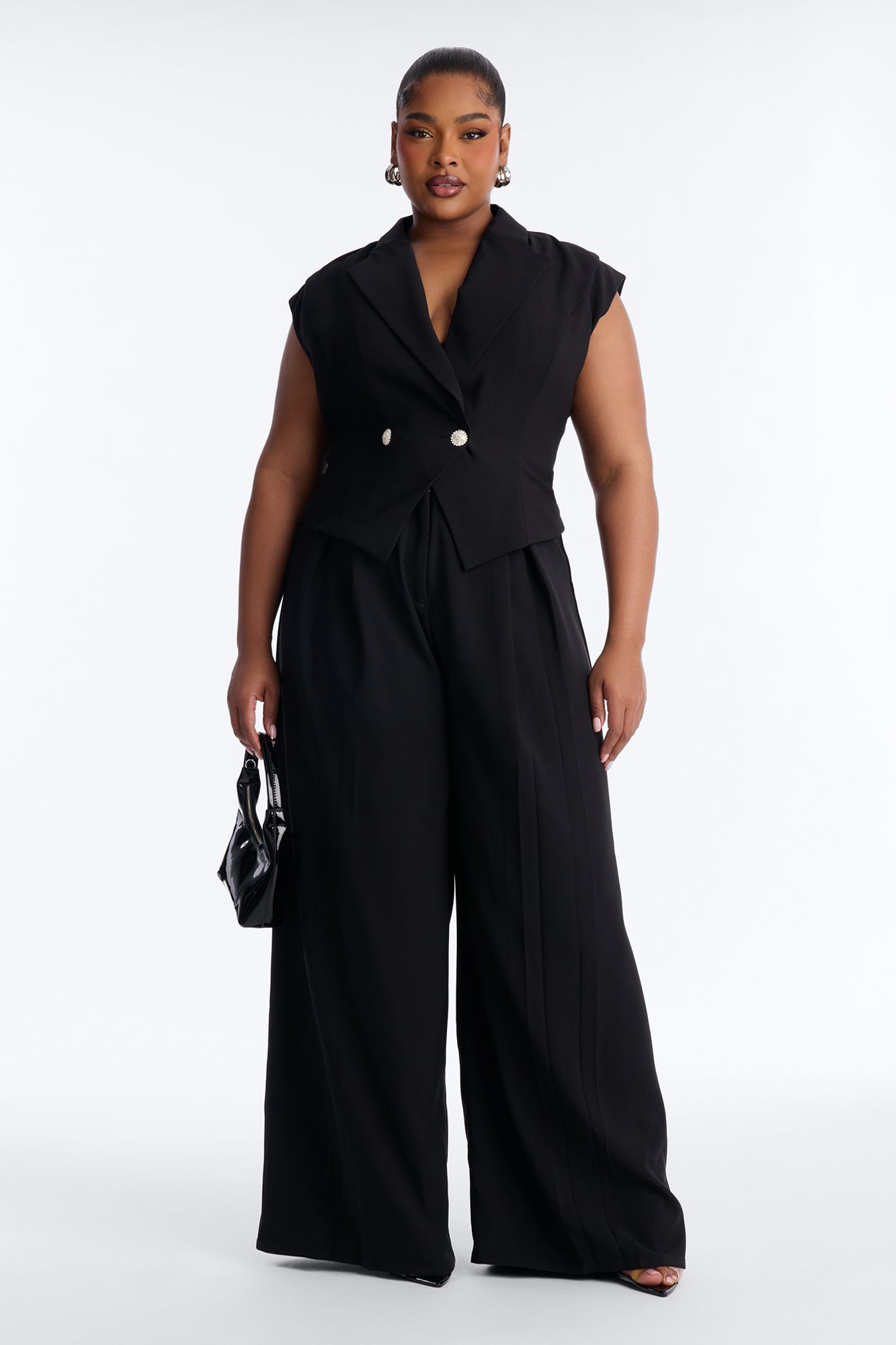 Prestige And Pleated Wide Leg Jumpsuit - Black