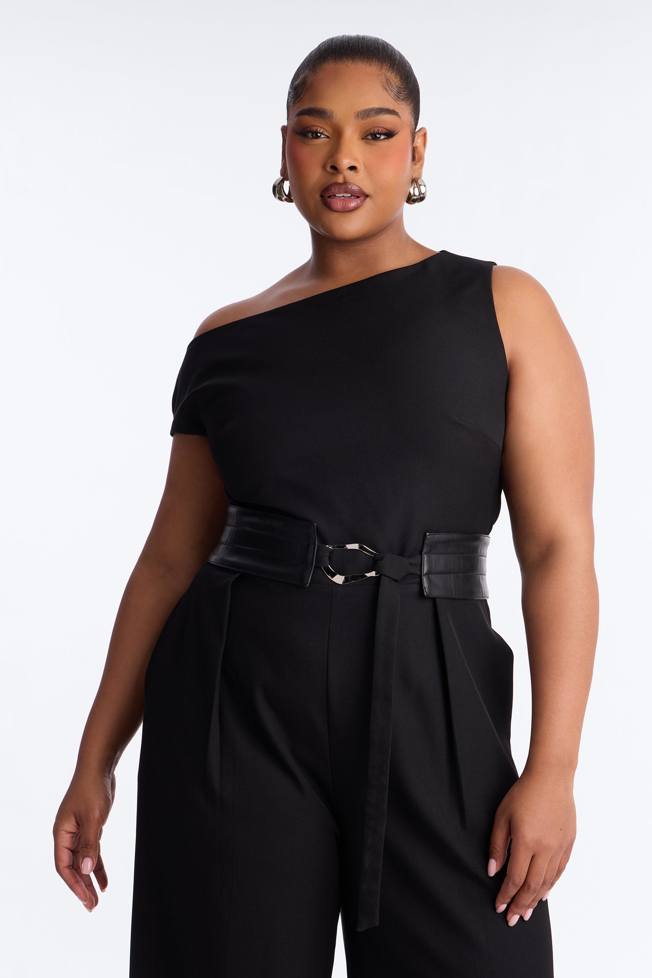 Holly Belted Wide Leg Jumpsuit - Black